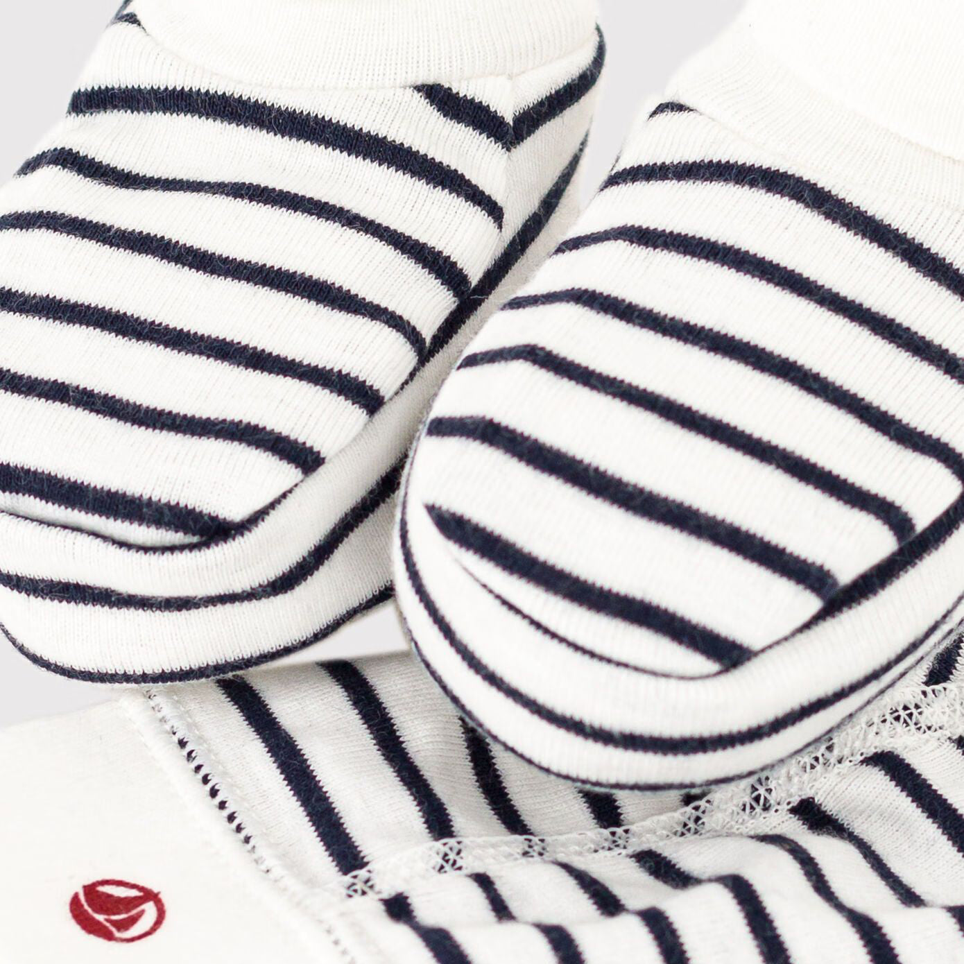 Baby Boys & Girls Black And White Stripe Cotton Warm Hat And Socks Set