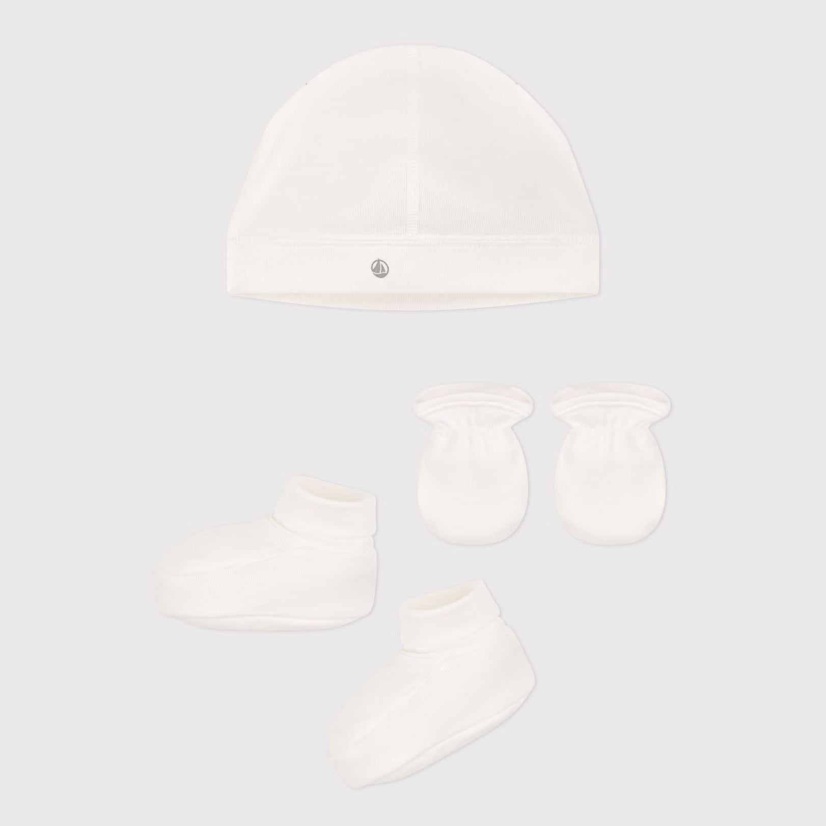 Baby Boys & Girls White Cotton Hat & Booties Set