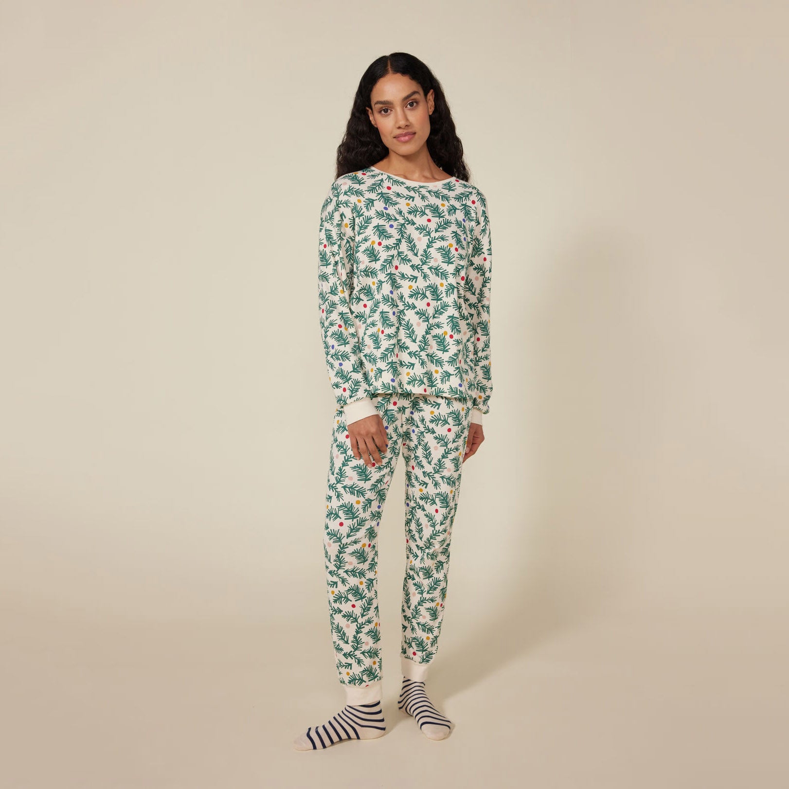 Women Green Printed Cotton Nightwear Set