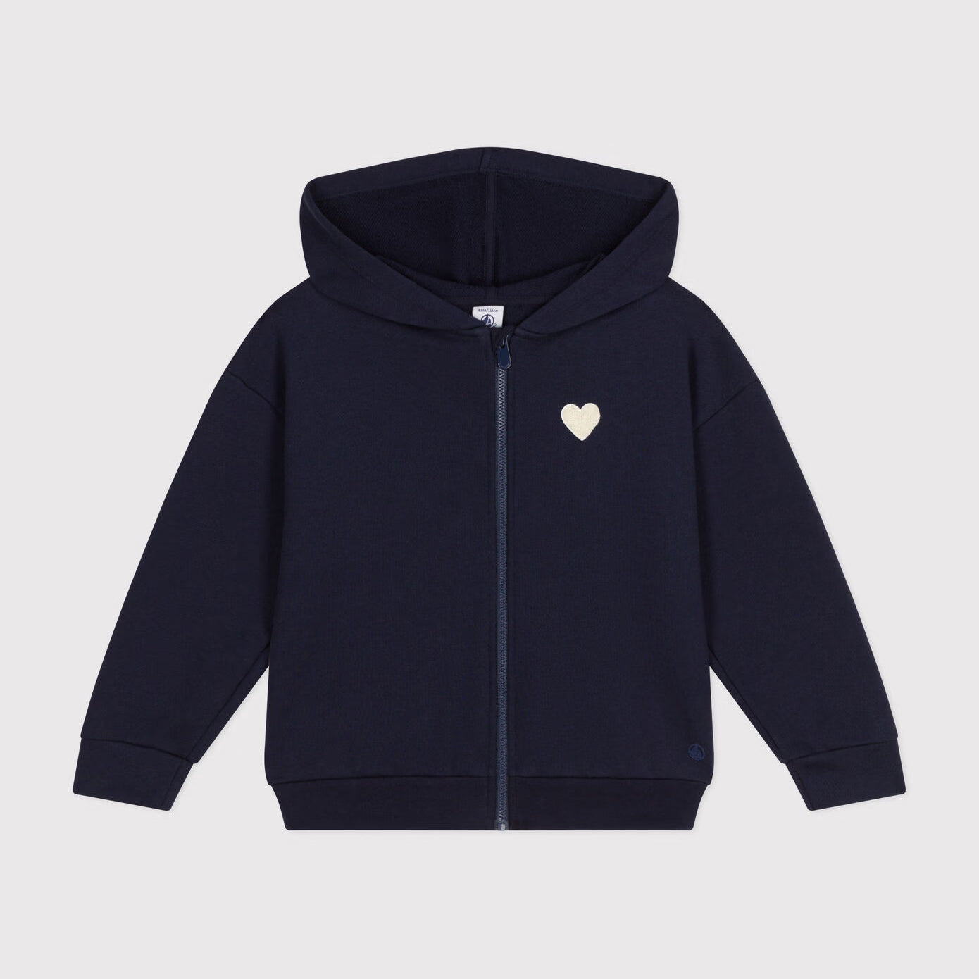 Girls Navy Cotton Zip-Up Top