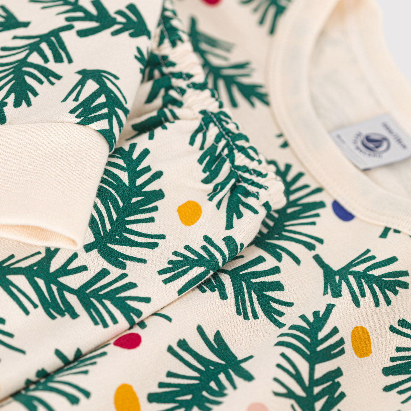 Girls Green Printed Cotton Nightwear Set