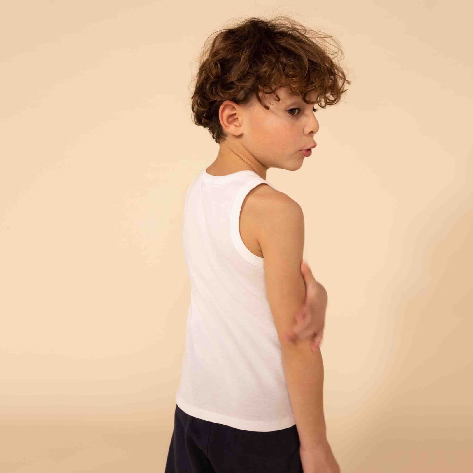 Boys White Cotton Vest(2 Pack)