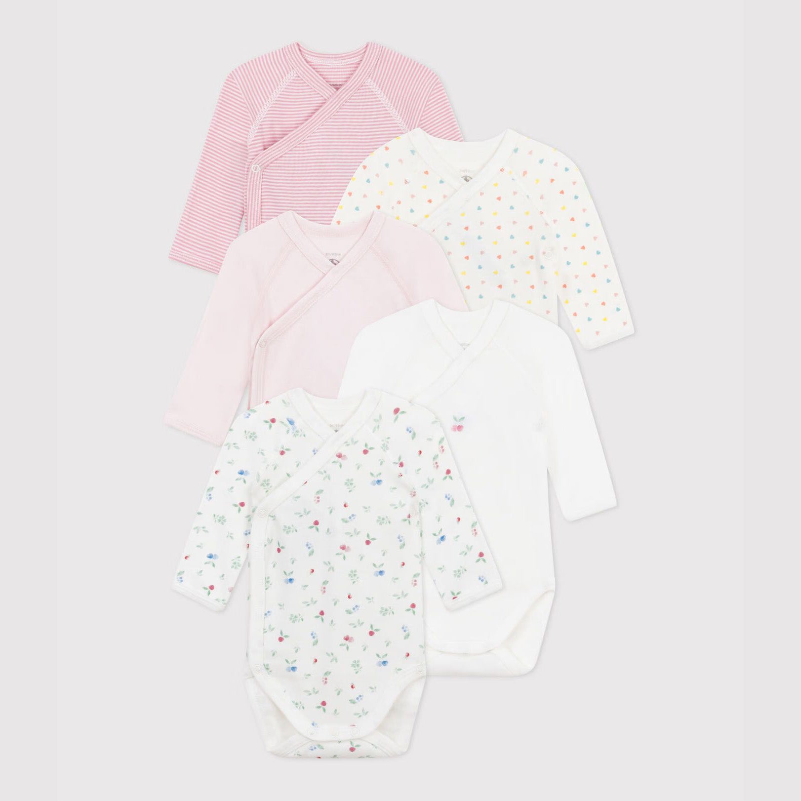 Baby Girls Multicolor Cotton Babysuit Set(5 Pack)