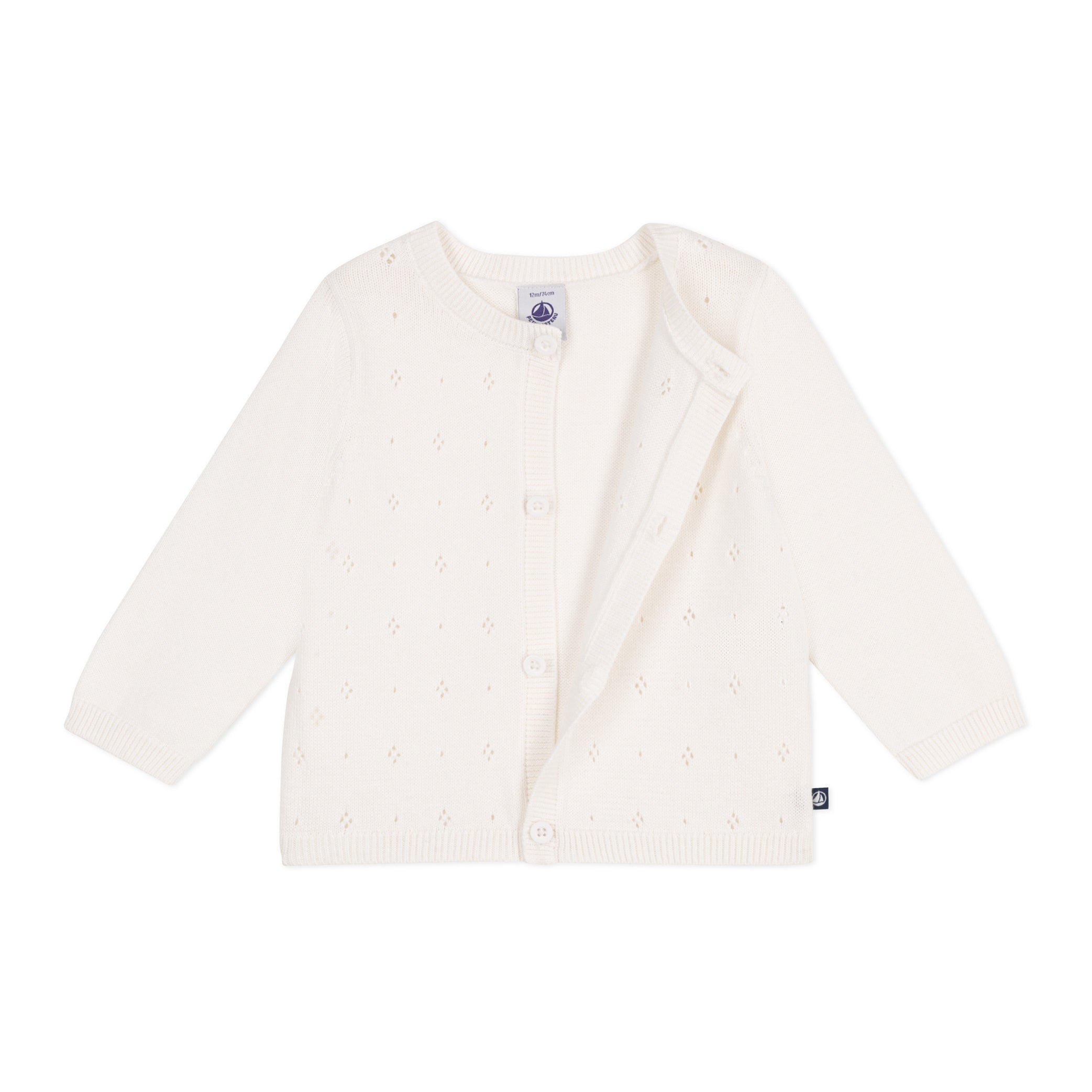 Baby Girls White Cotton Cardigan