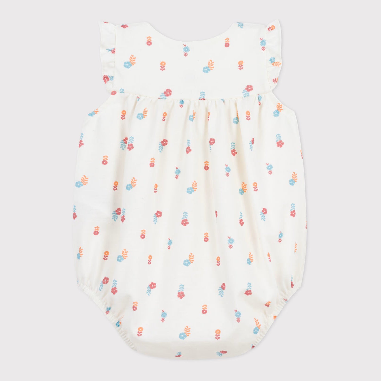 Baby Girls White Floral Cotton Babysuit