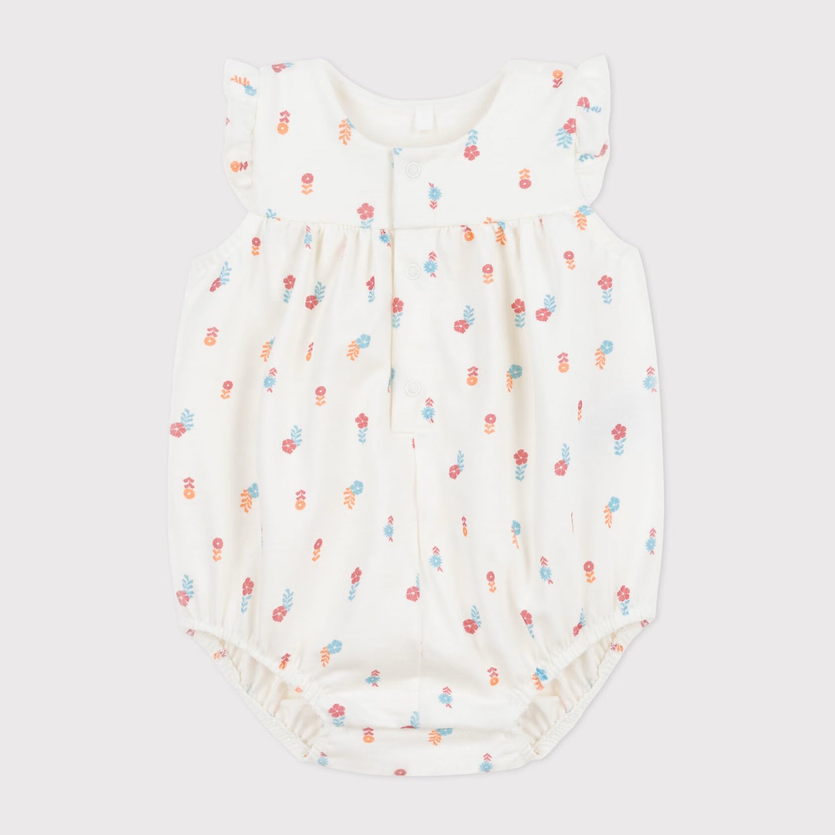 Baby Girls White Floral Cotton Babysuit