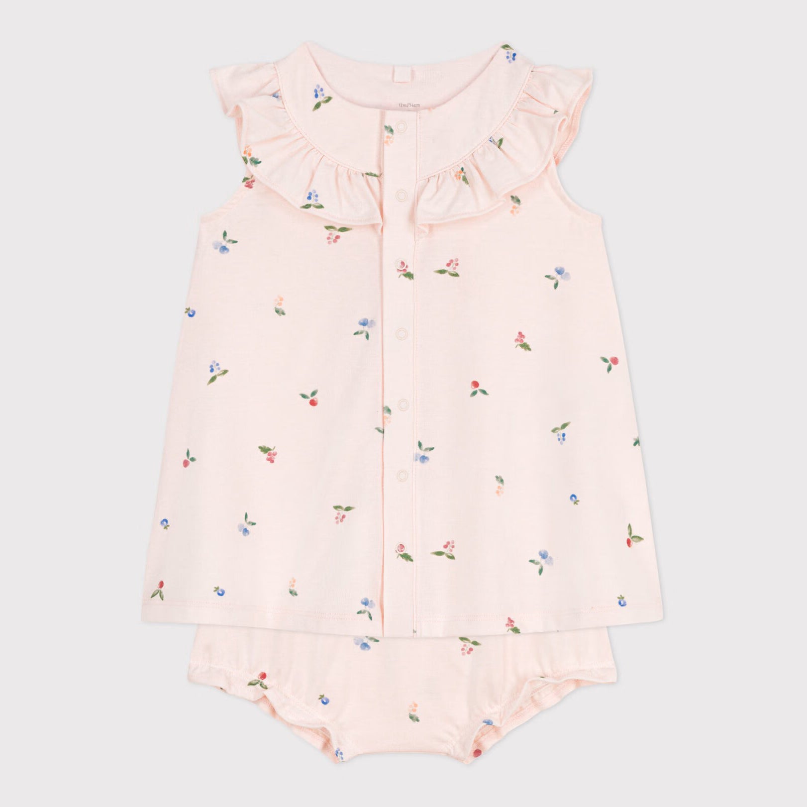 Baby Pink Floral Cotton Dress Set