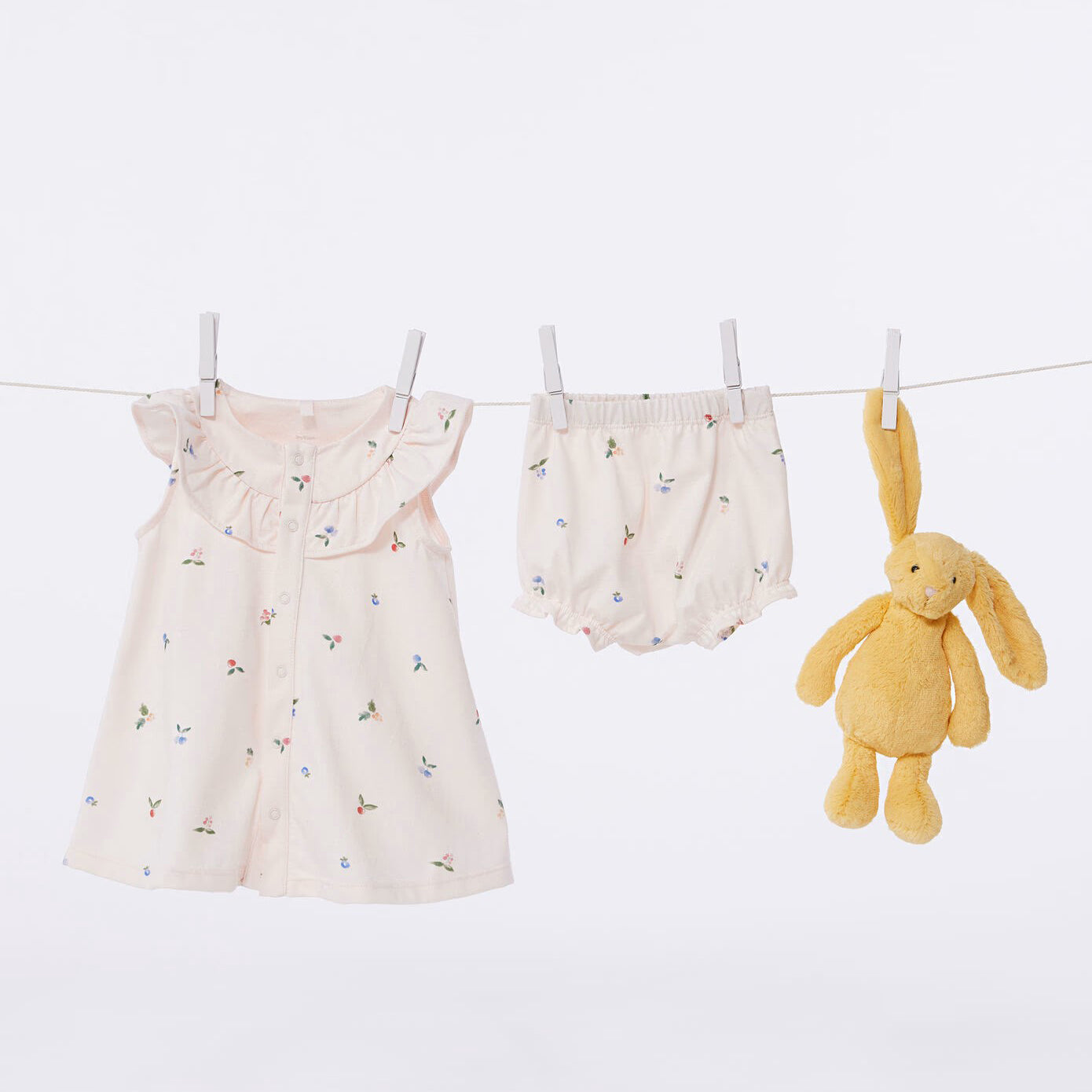 Baby Pink Floral Cotton Dress Set
