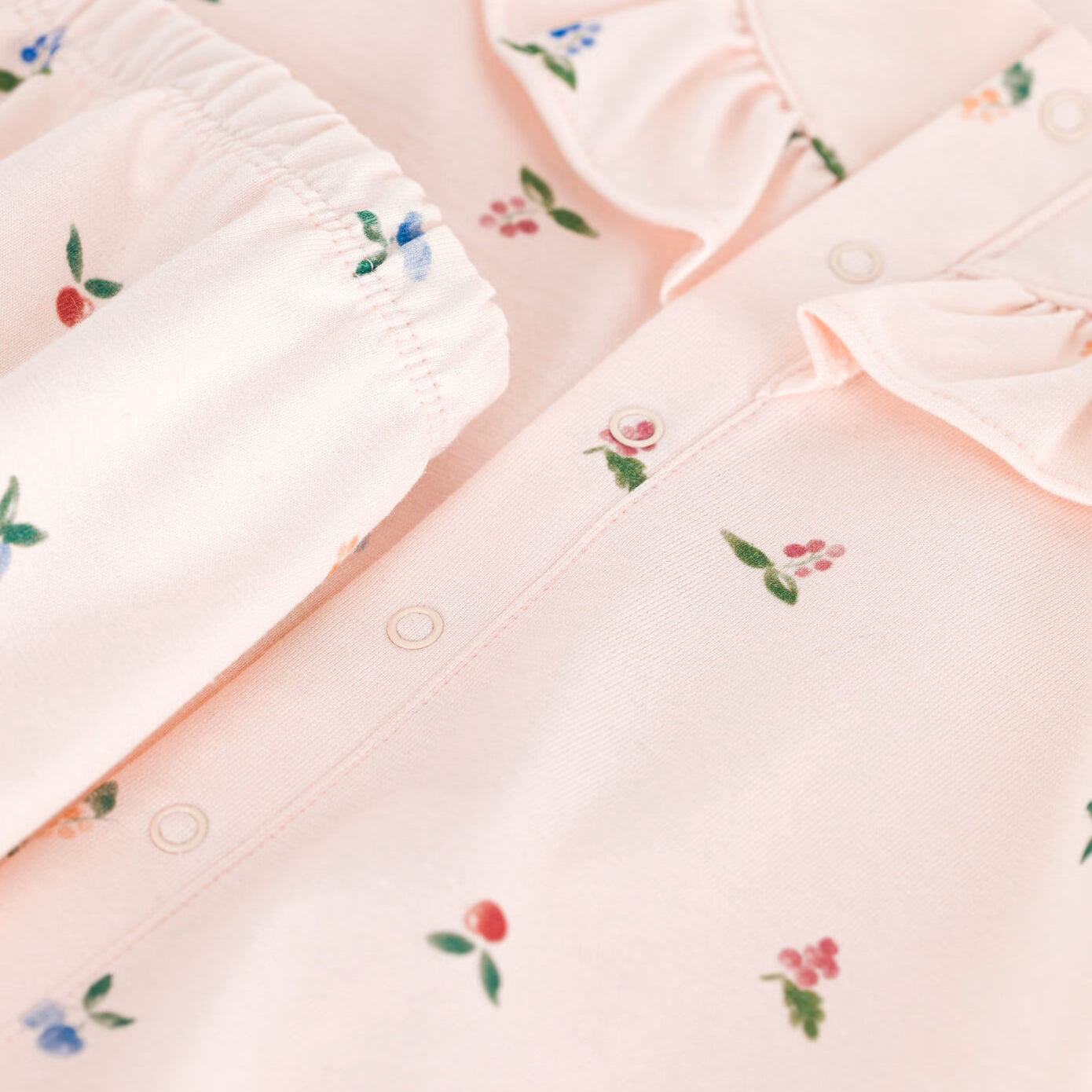 Baby Pink Floral Cotton Dress Set