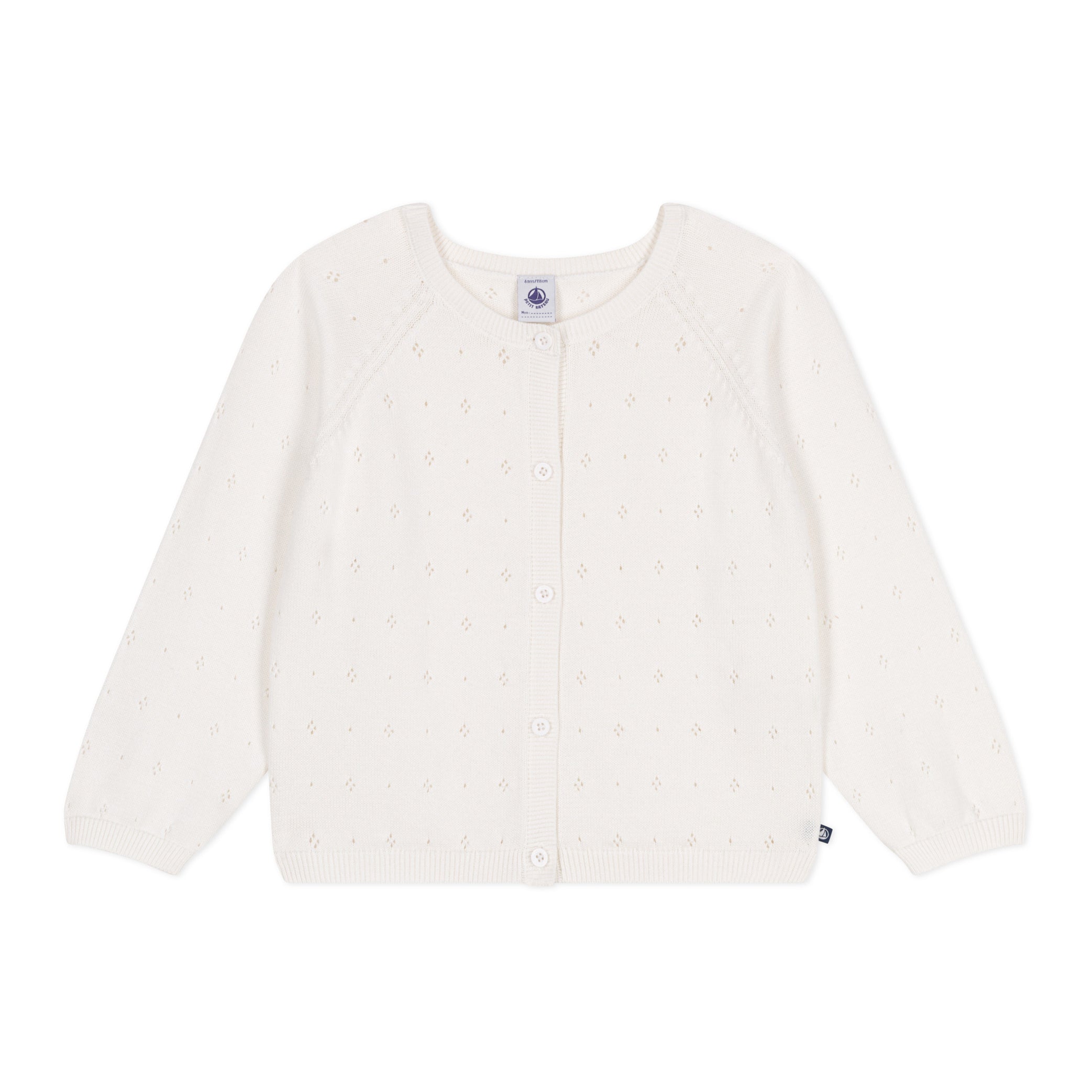 Girls White Cotton Cardigan