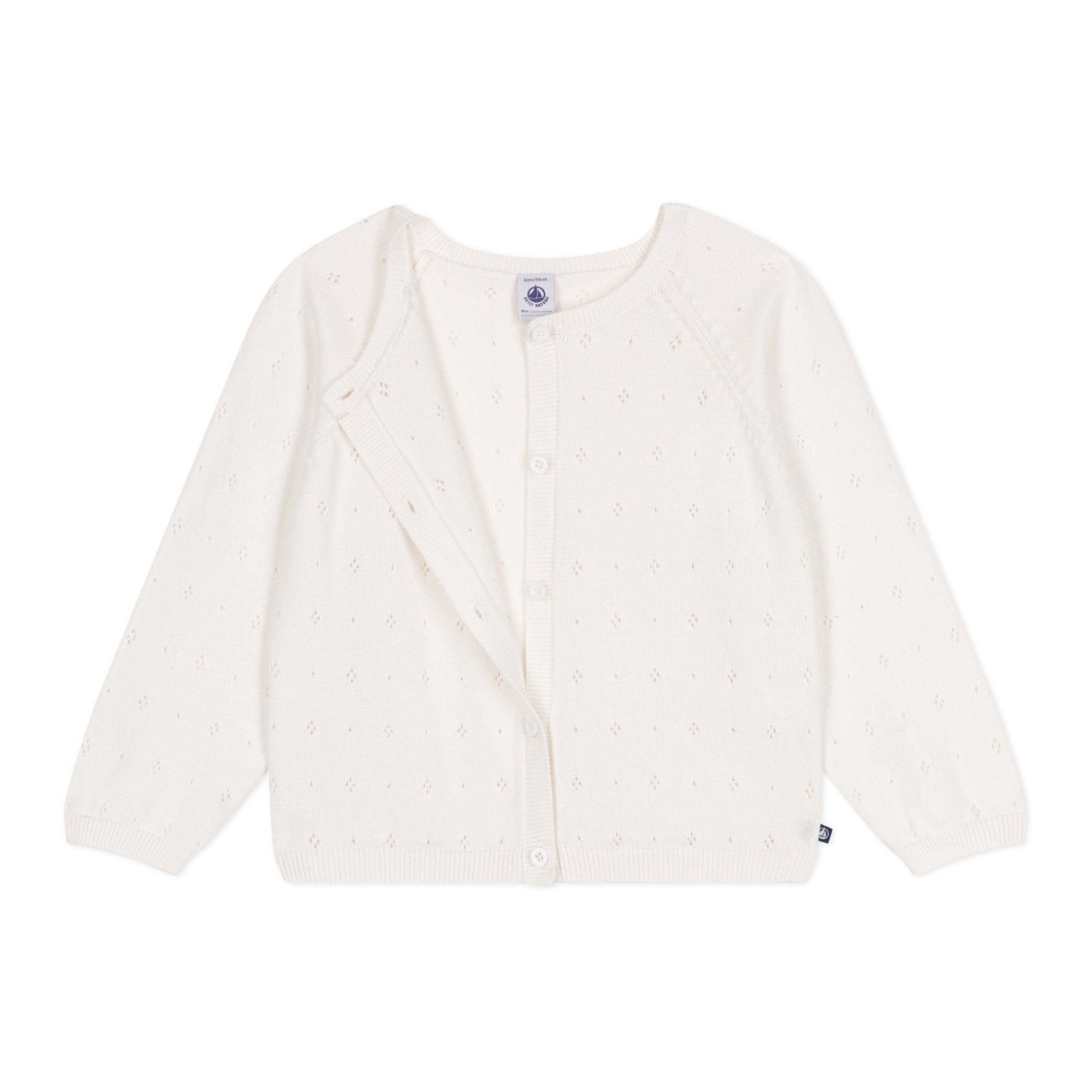 Girls White Cotton Cardigan