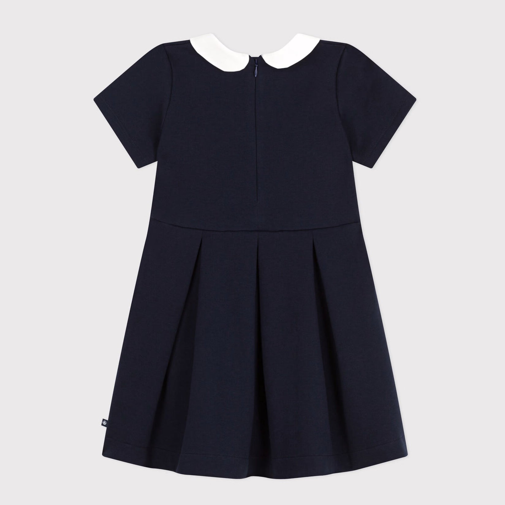 Girls Deep Blue Doll Collar Cotton Dress