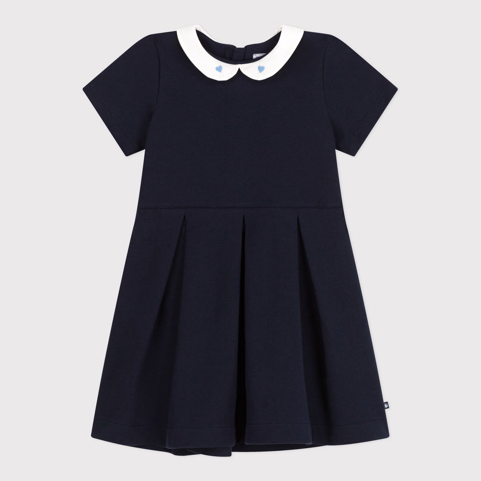 Girls Deep Blue Doll Collar Cotton Dress