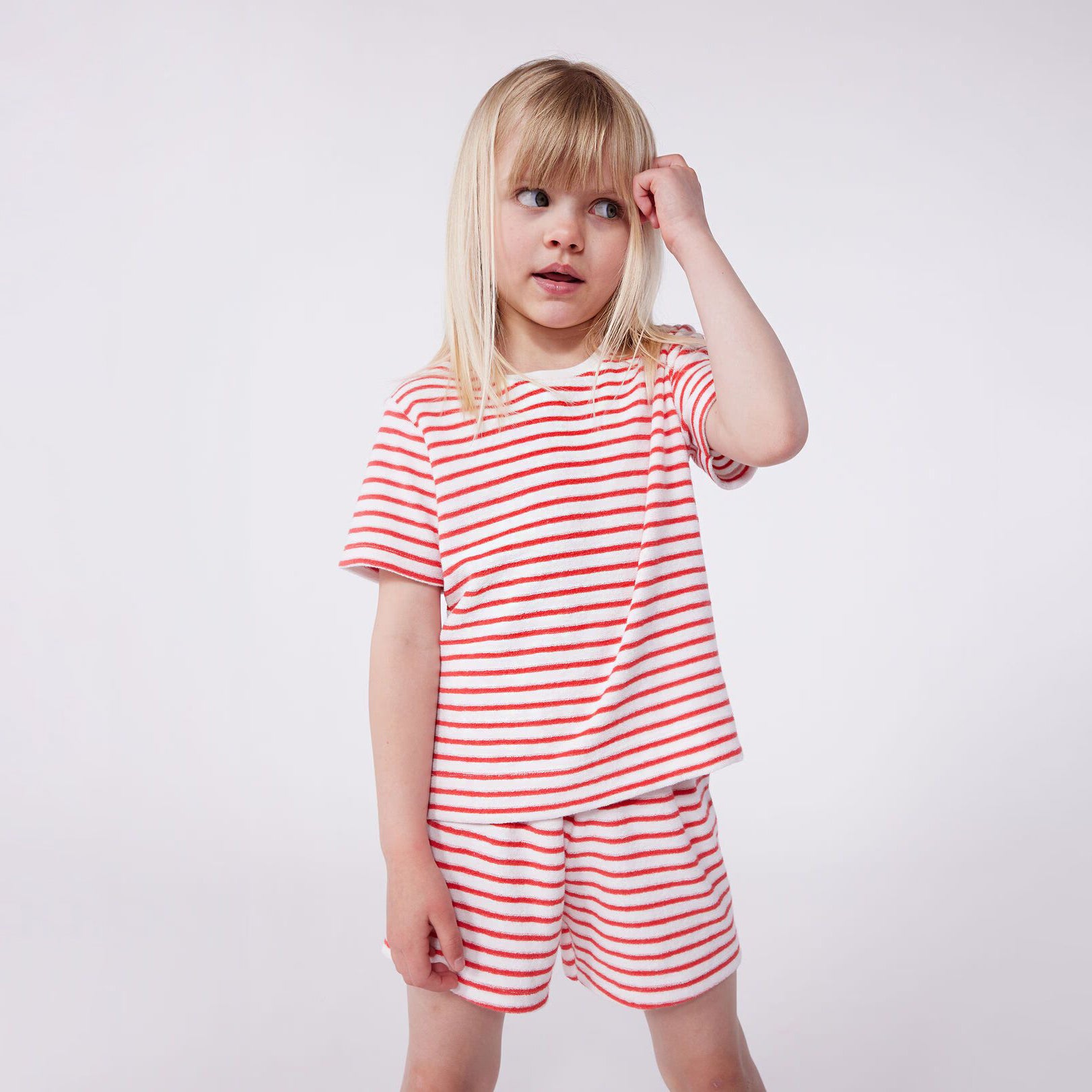 Boys & Girls Red Stripes Cotton Nightwear Set
