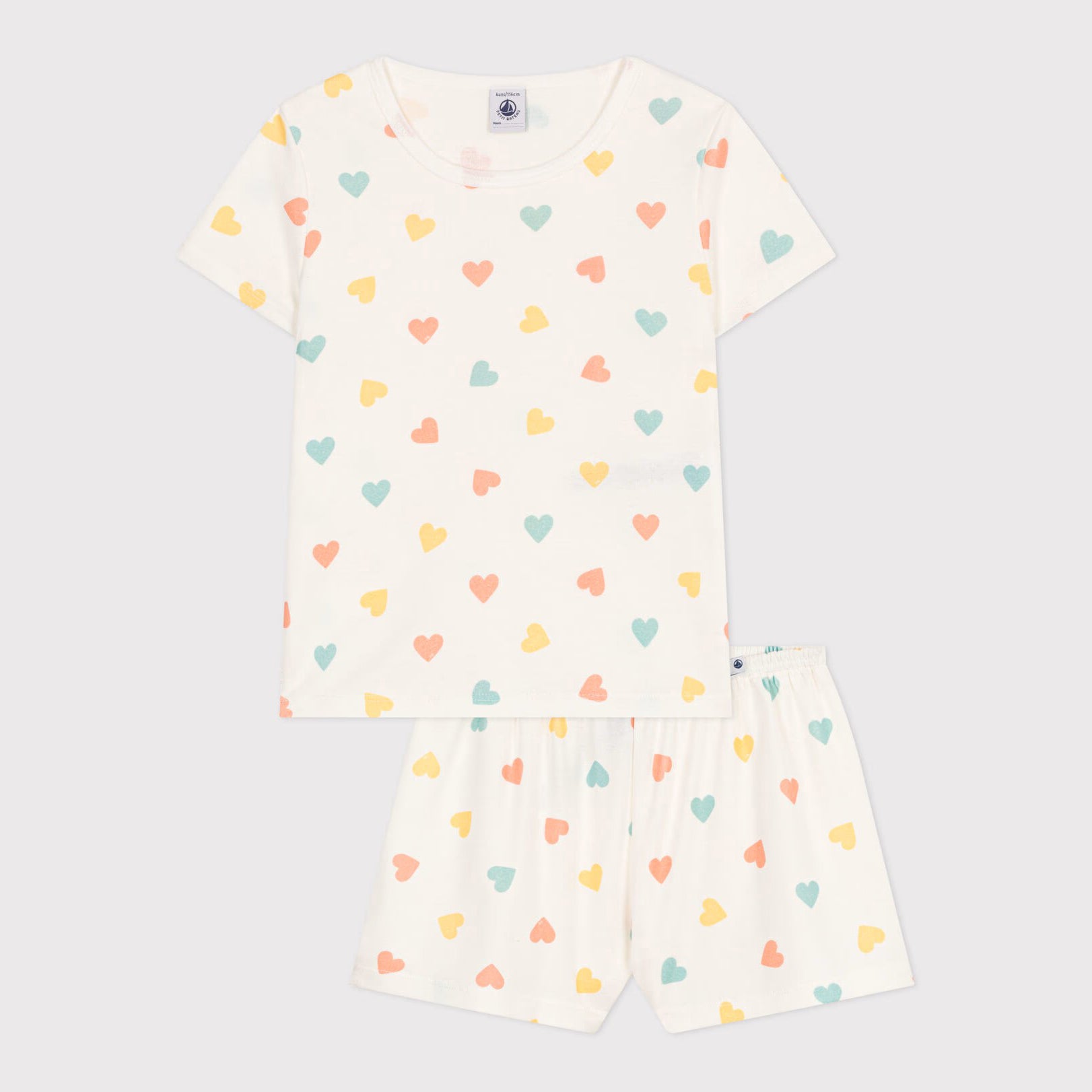 Girls White Heart Cotton Nightwear Set
