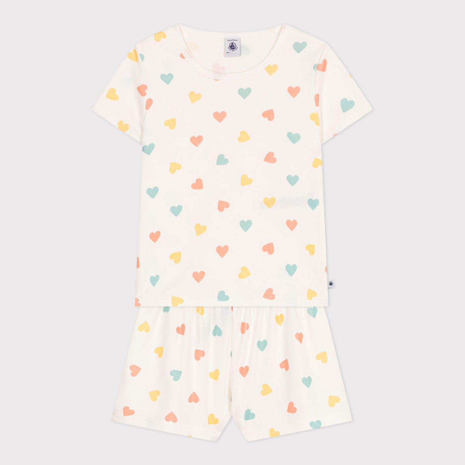 Girls White Heart Cotton Nightwear Set