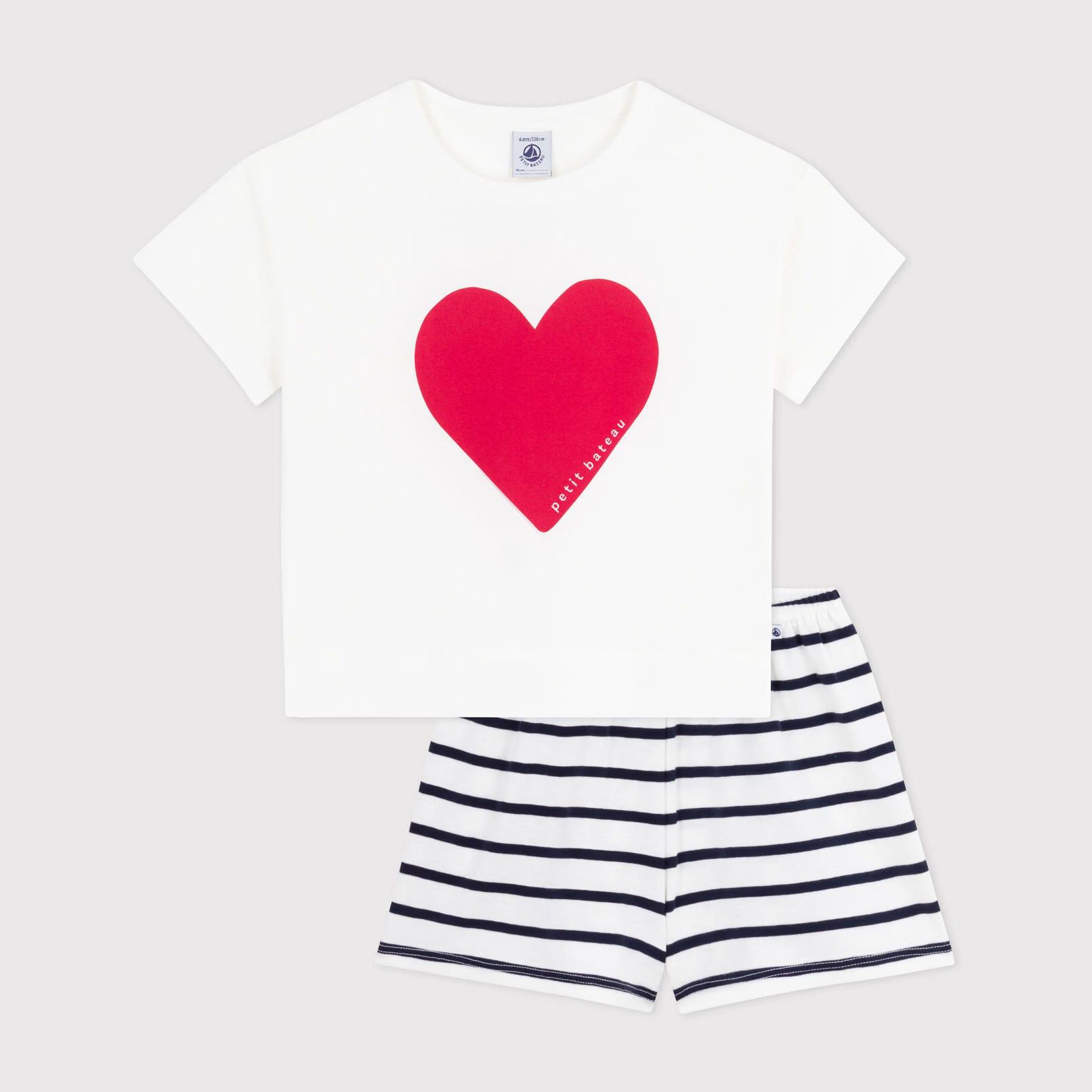 Girls White Heart Cotton Nightwear Set