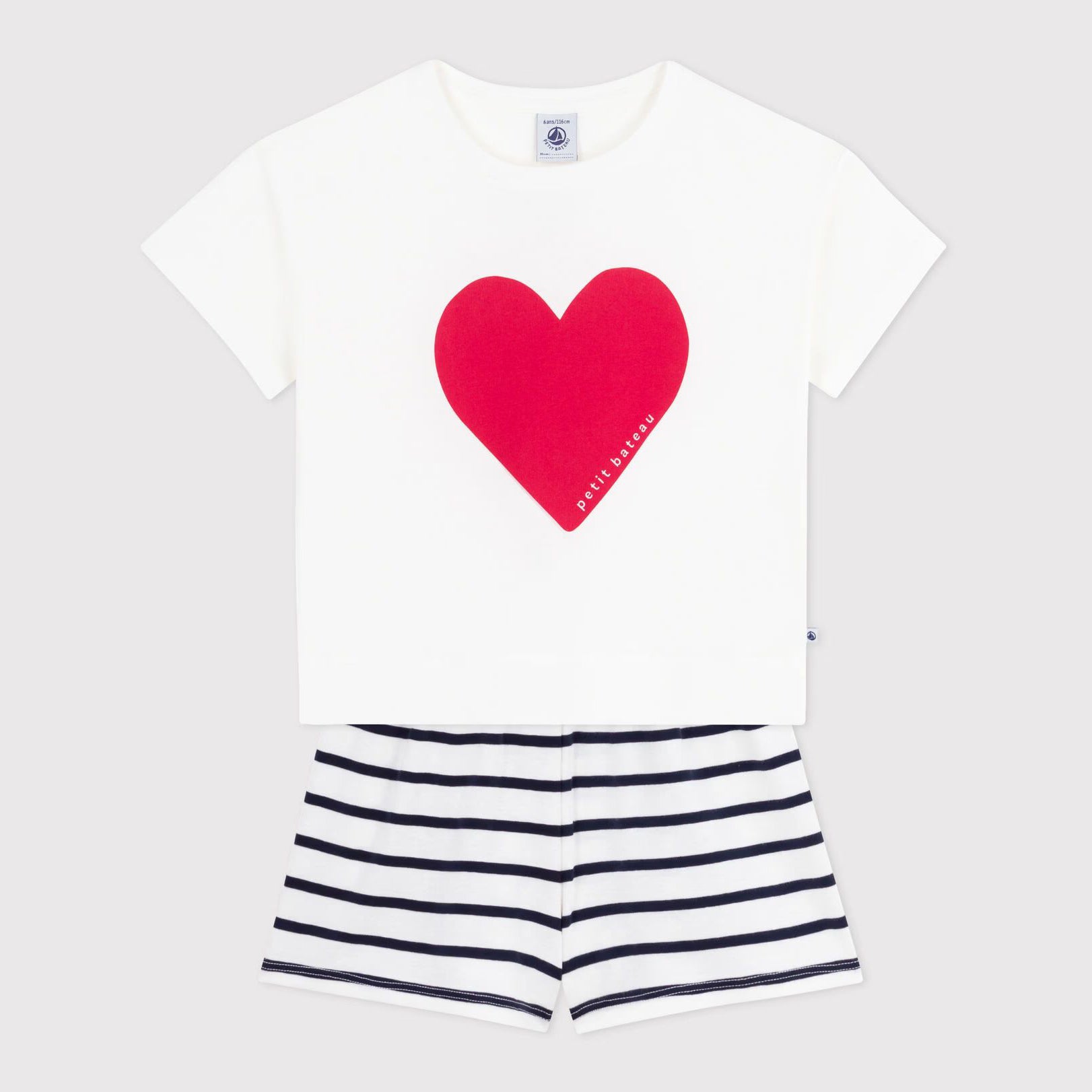 Girls White Heart Cotton Nightwear Set