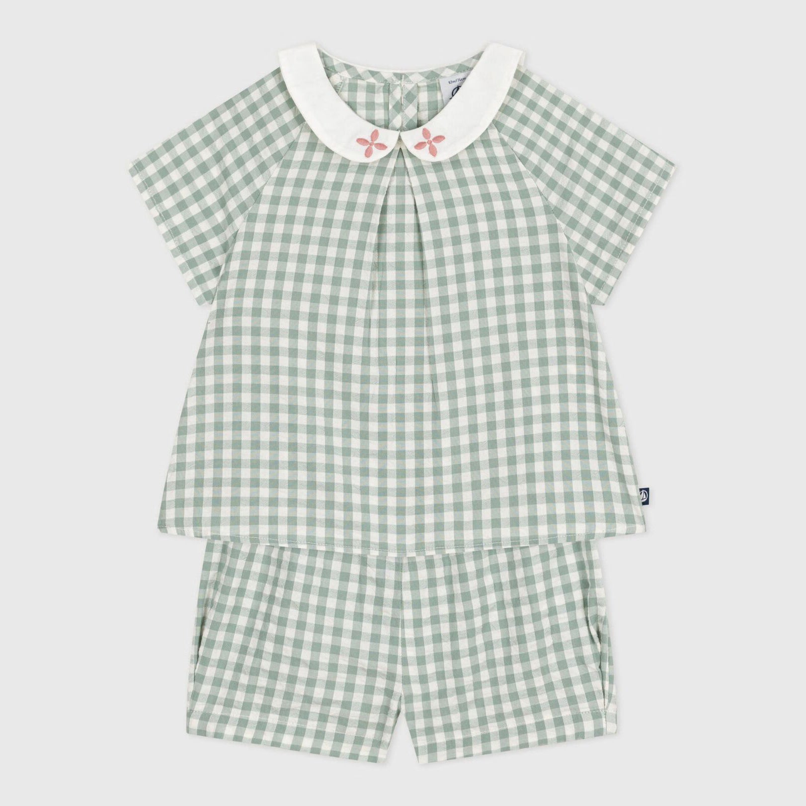 Baby Girls Green Check Cotton Set