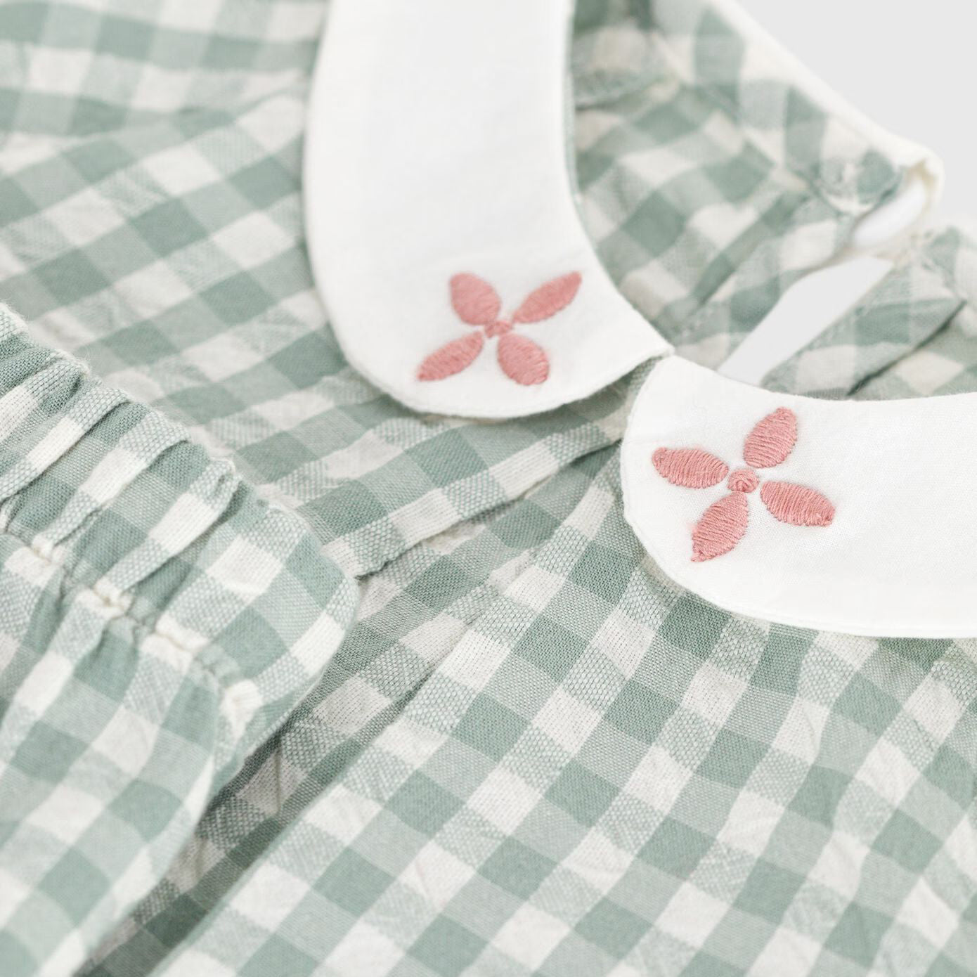 Baby Girls Green Check Cotton Set