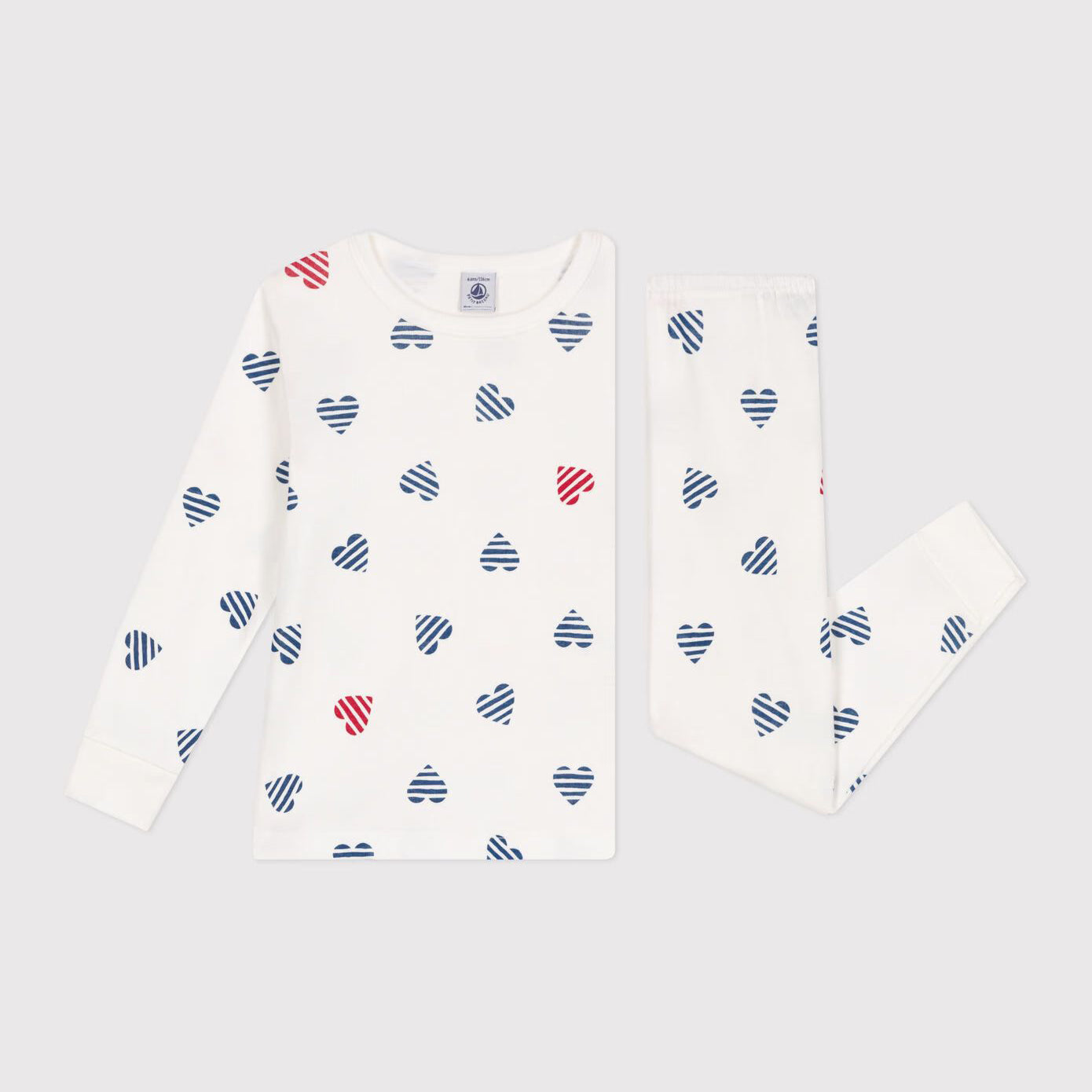 Girls White Heart Cotton Nightwear Set