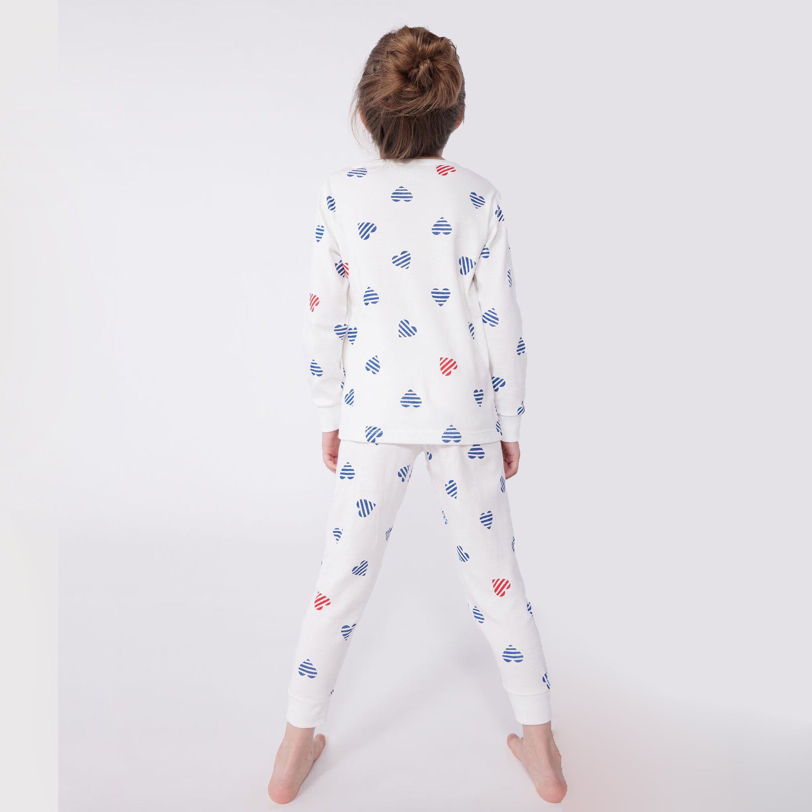 Girls White Heart Cotton Nightwear Set