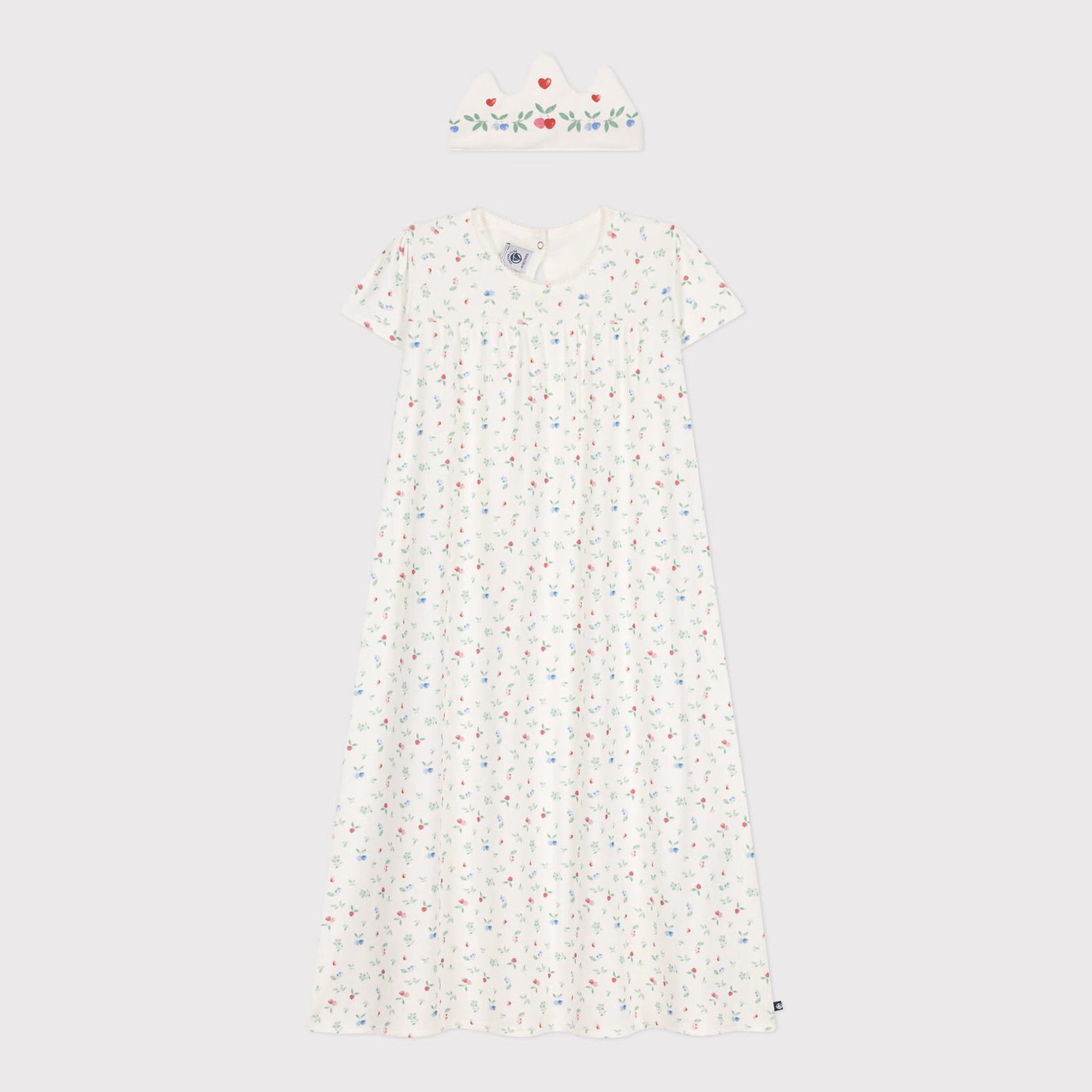 Girls Ivory Floral Cotton Nightwear Dress
