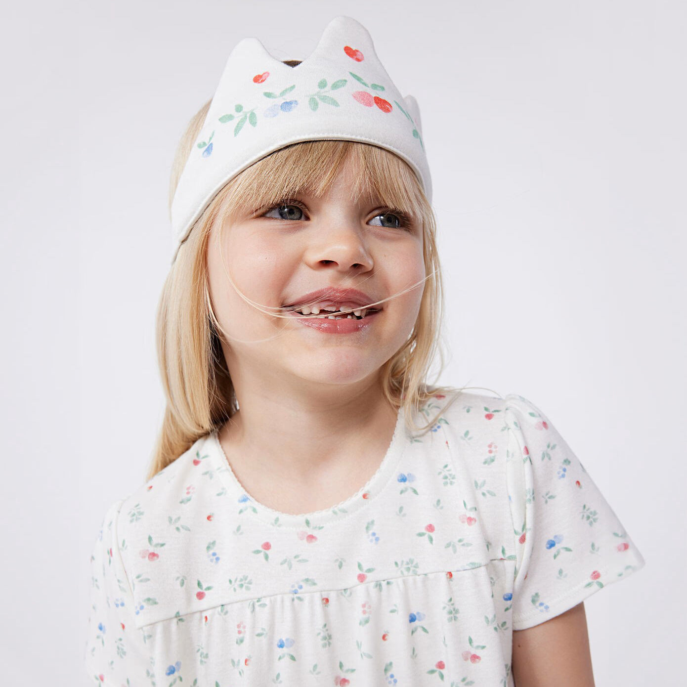 Girls Ivory Floral Cotton Nightwear Dress