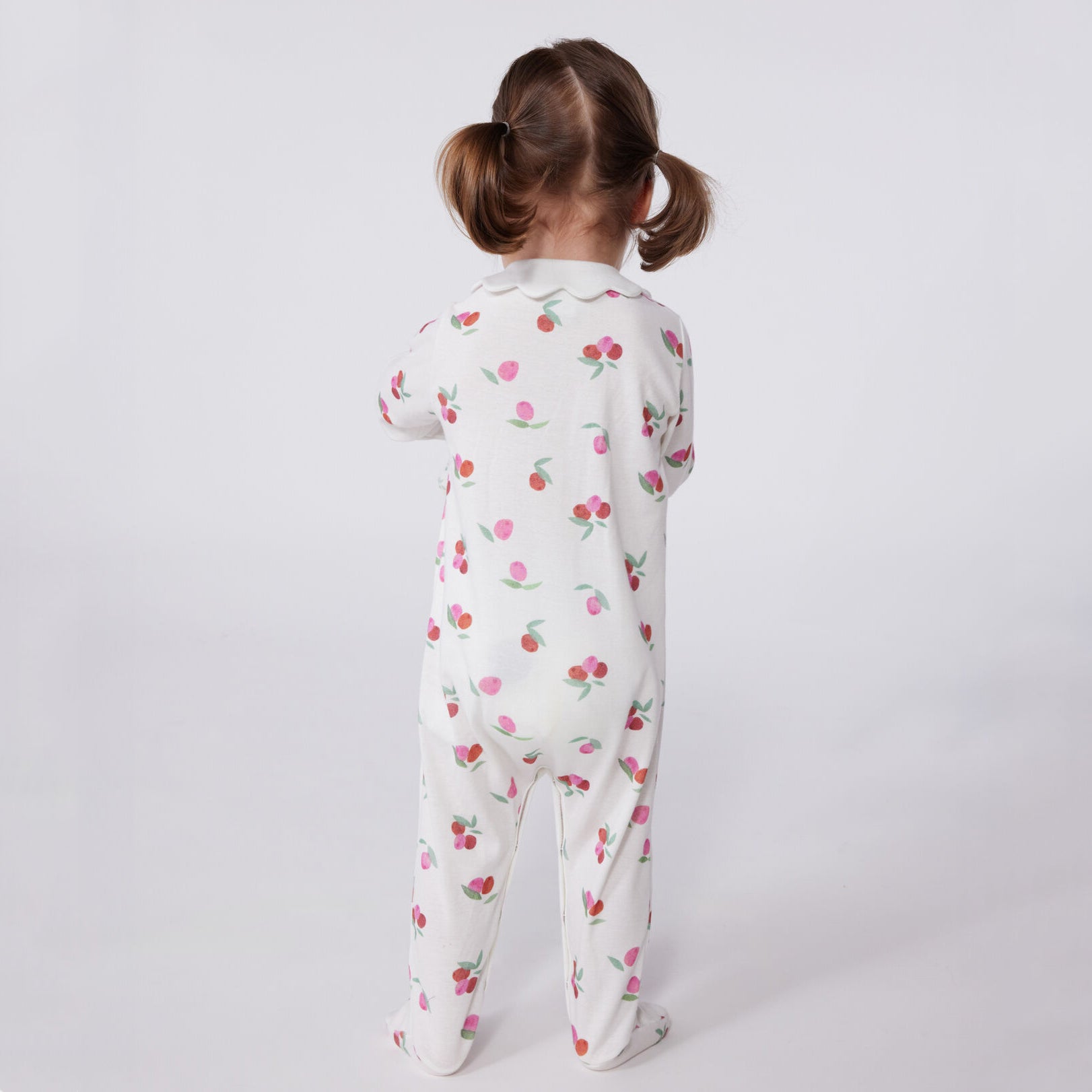 Baby Girls Ivory Printed Cotton Babysuit