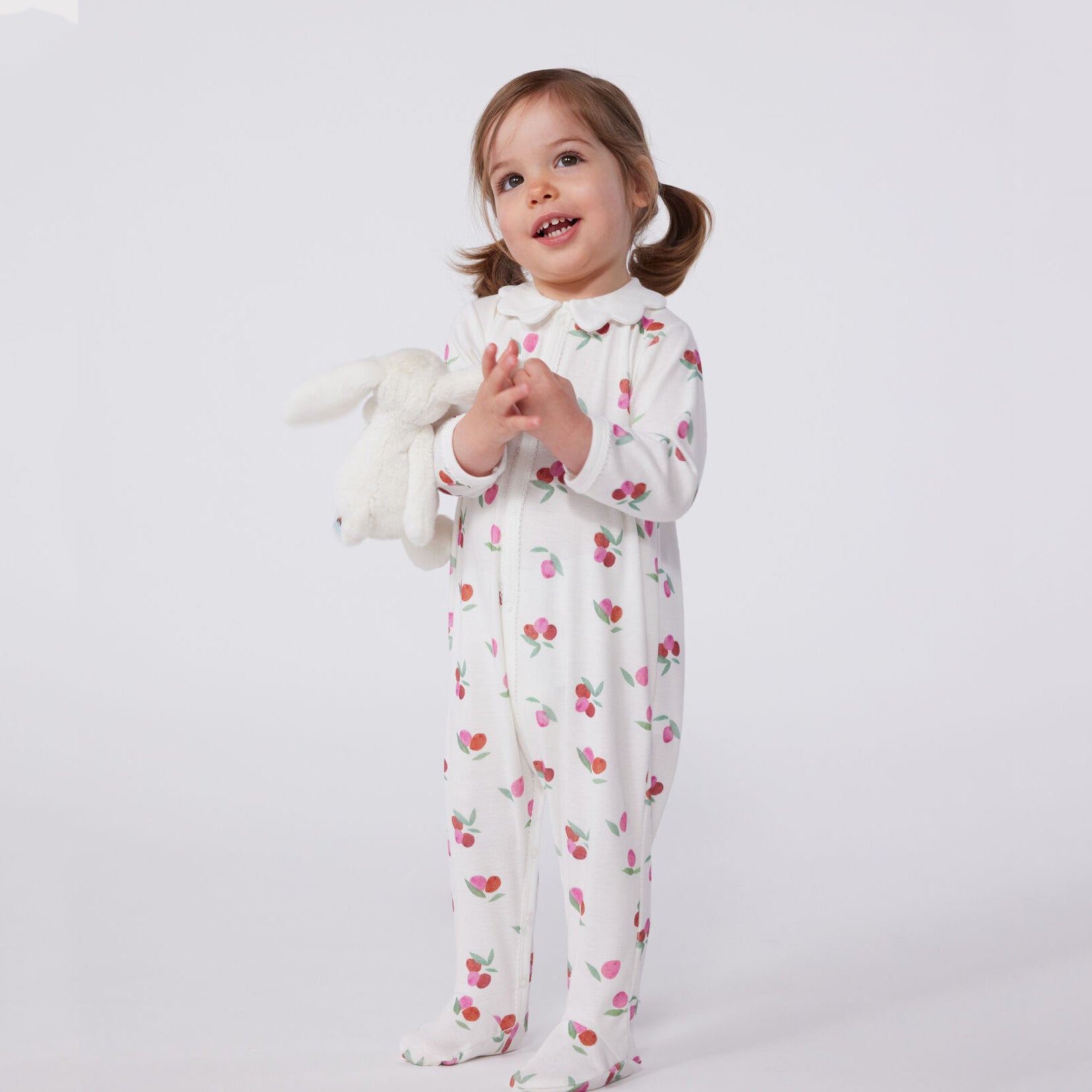 Baby Girls Ivory Printed Cotton Babysuit