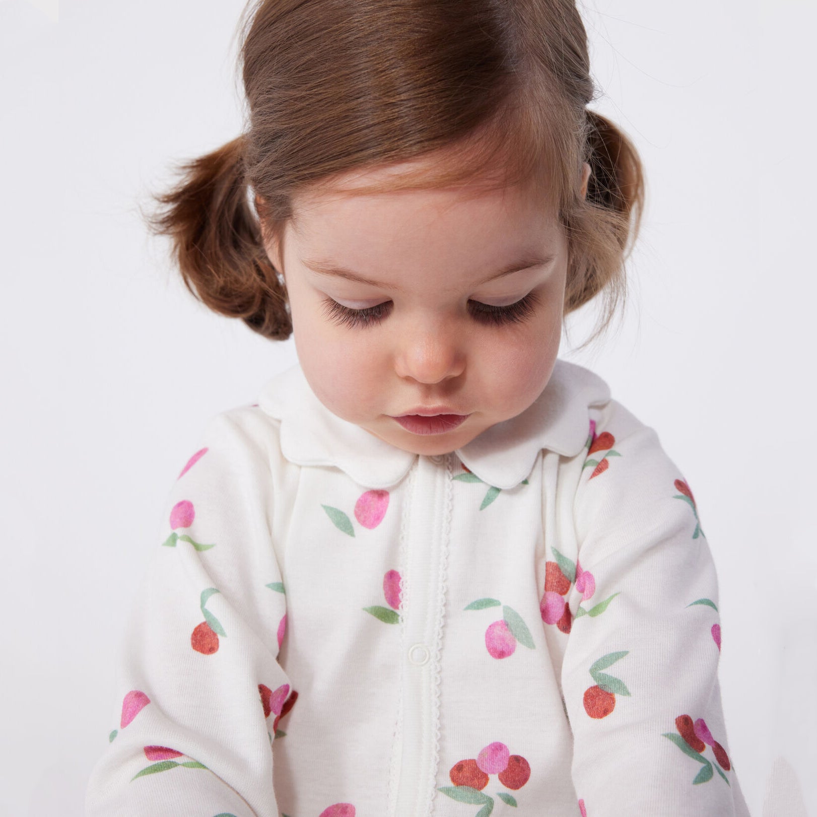 Baby Girls Ivory Printed Cotton Babysuit