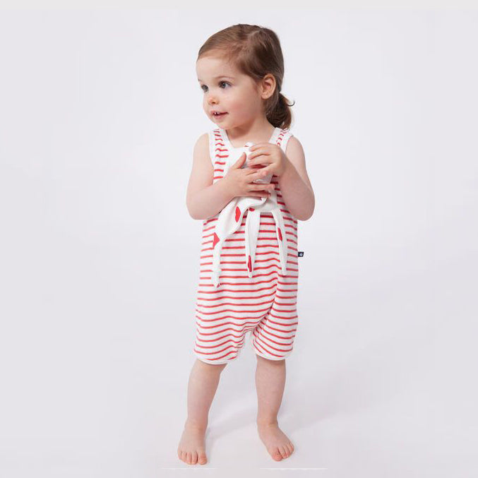 Baby Girls Red Stripe Cotton Jumpsuit