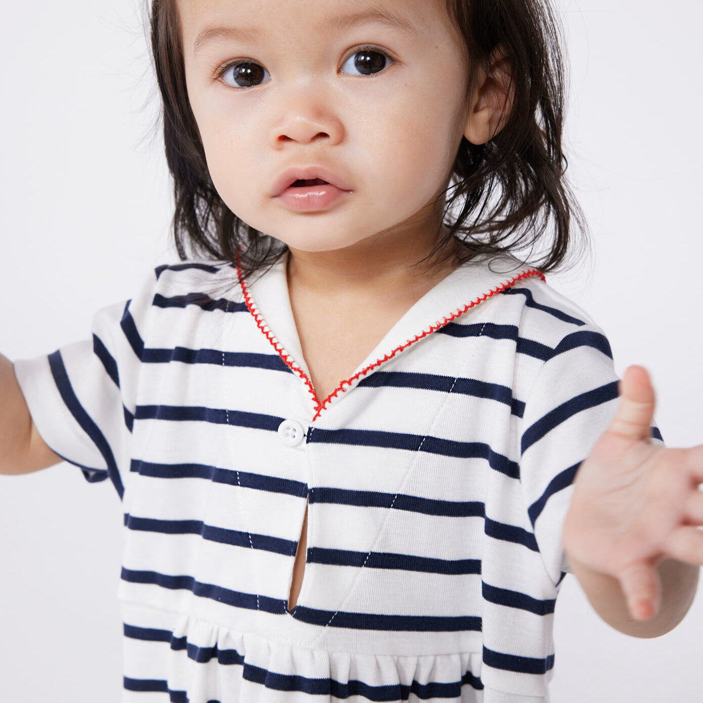 Baby Deep Blue Stripes Cotton Dress