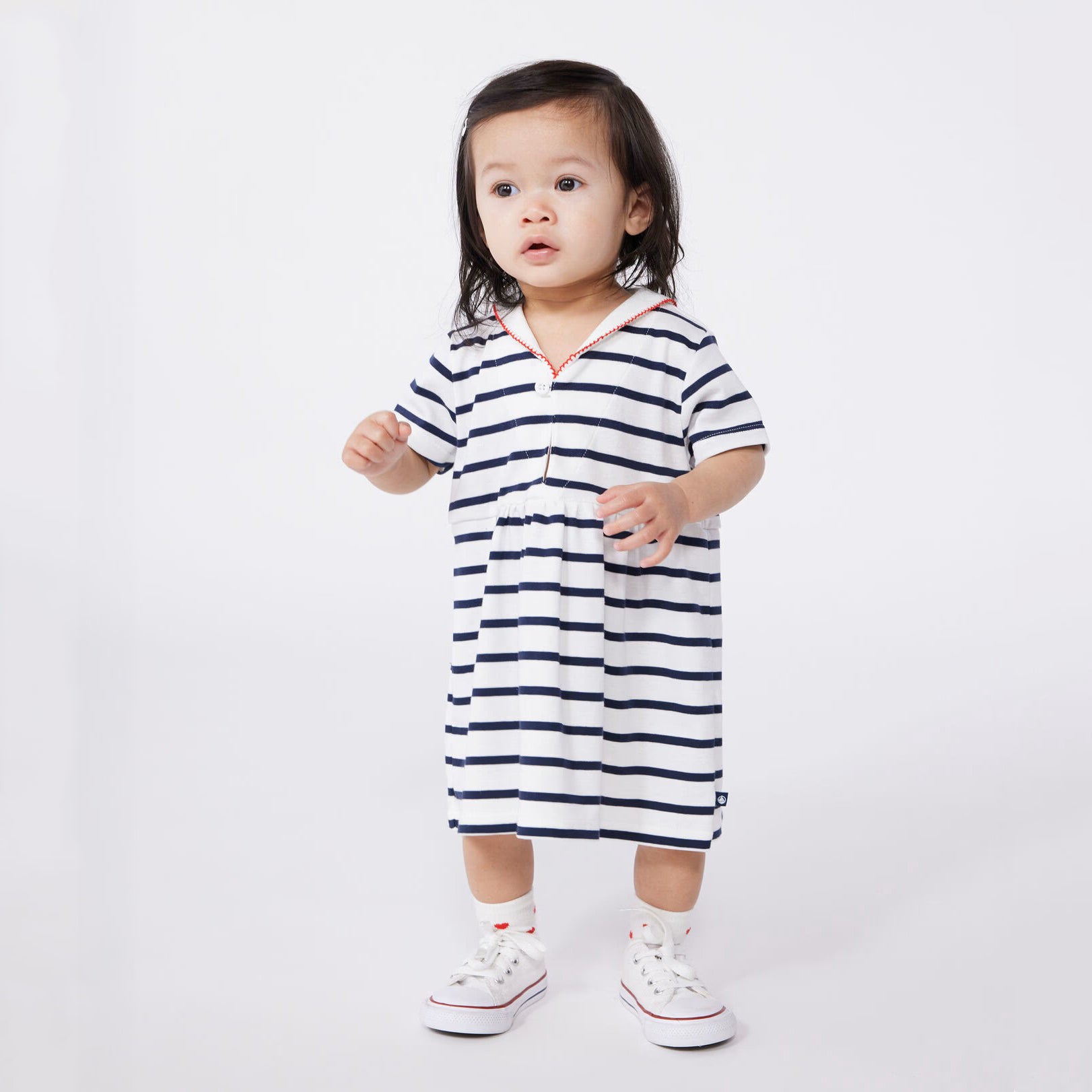 Baby Deep Blue Stripes Cotton Dress