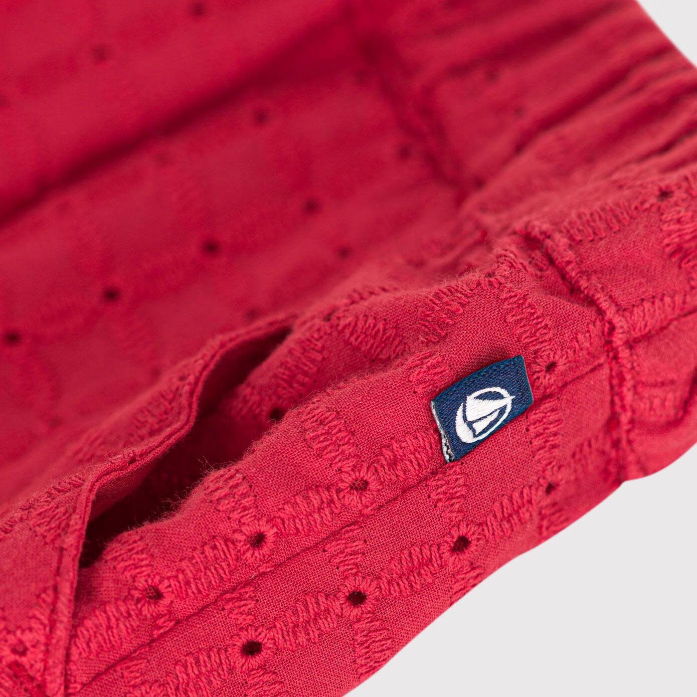 Baby Girls Red Cotton Shorts