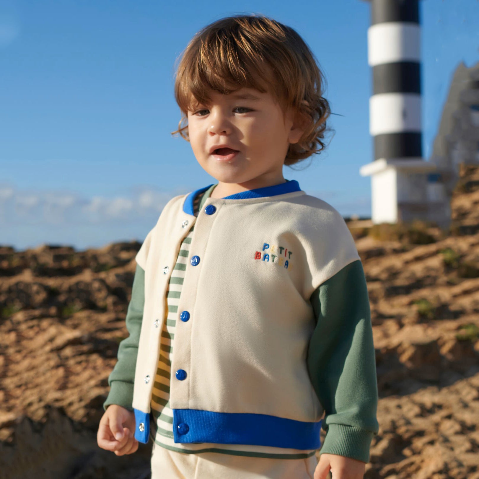 Baby Boys Green Embroiered Logo Cotton Jacket