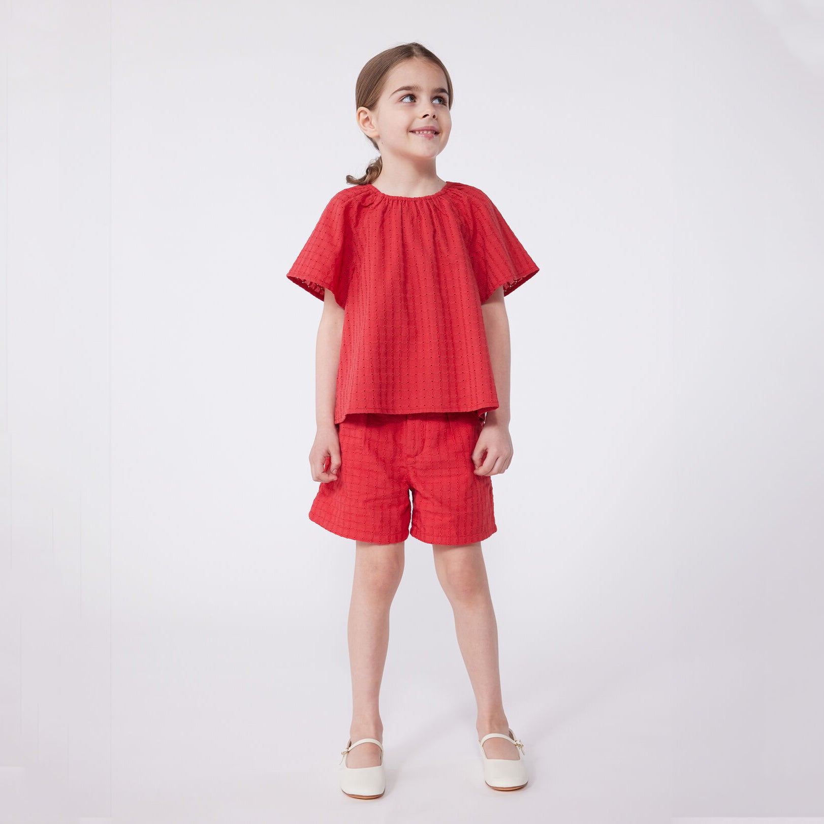 Girls Red Cotton T-Shirt