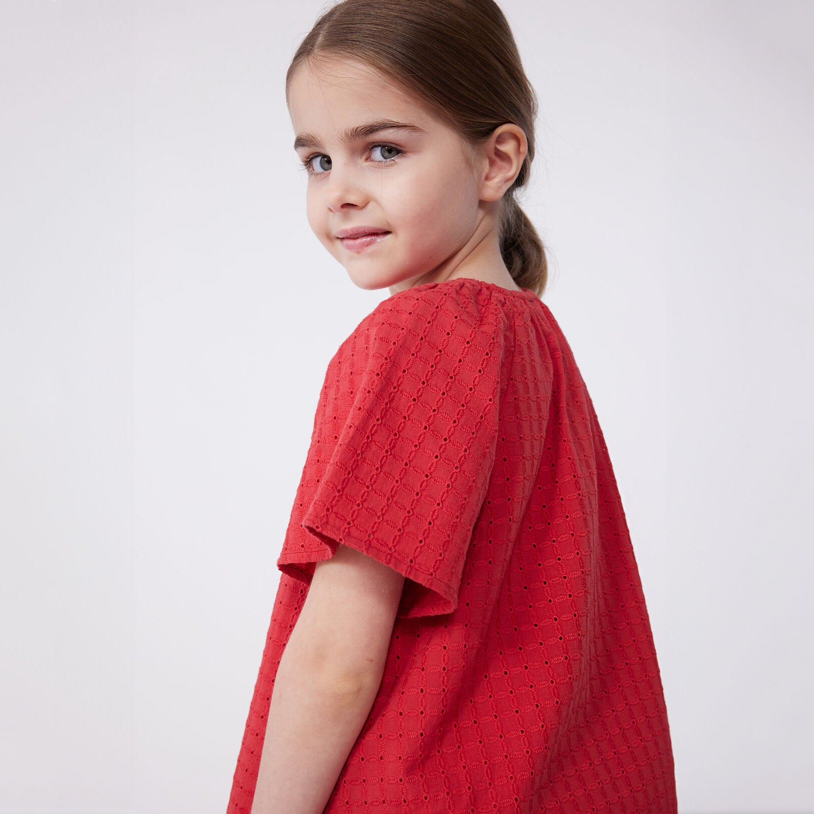 Girls Red Cotton T-Shirt