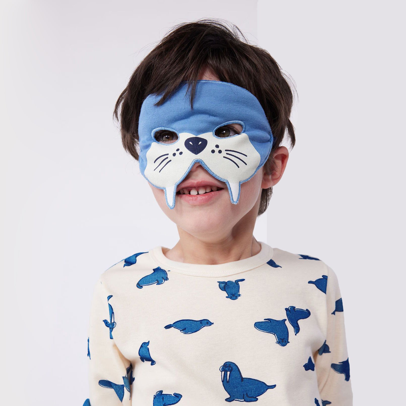 Boys Beige Printed Cotton Nightwear Set