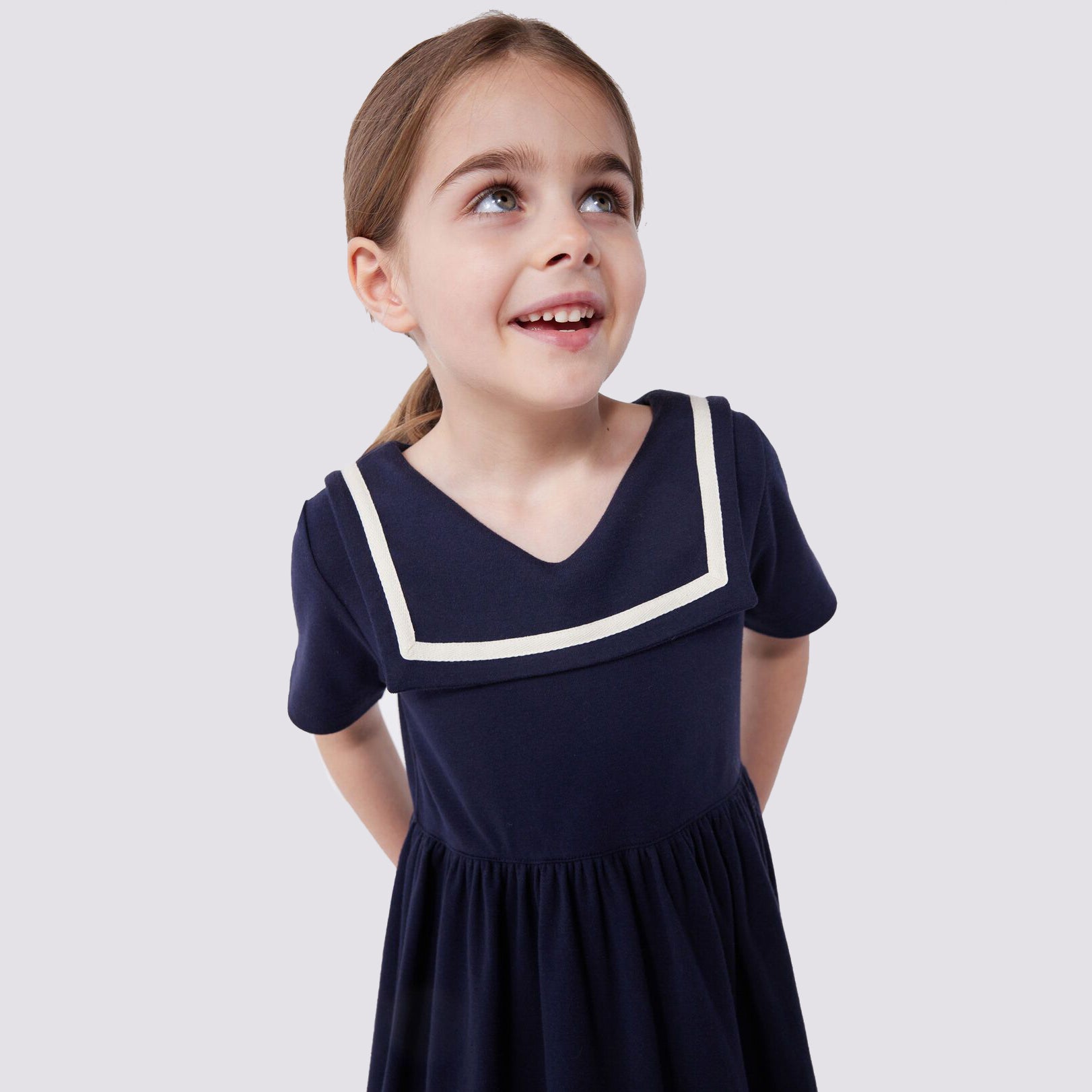 Girls Navy Cotton Dress