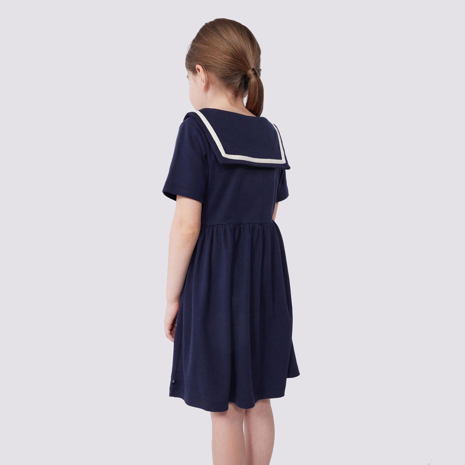 Girls Navy Cotton Dress