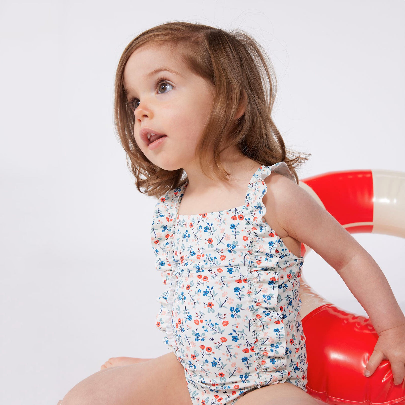 Baby Girls White Floral Swimsuit