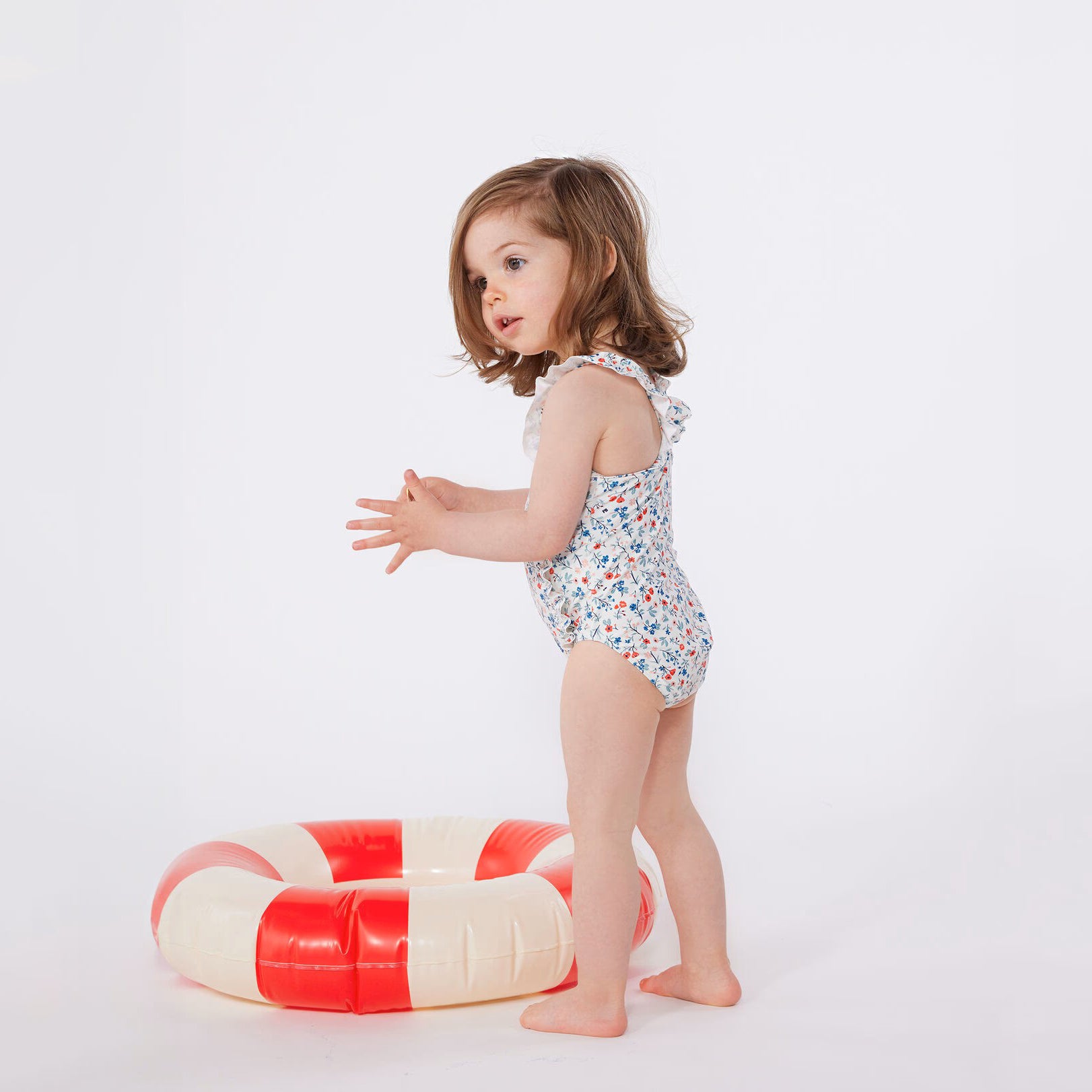 Baby Girls White Floral Swimsuit