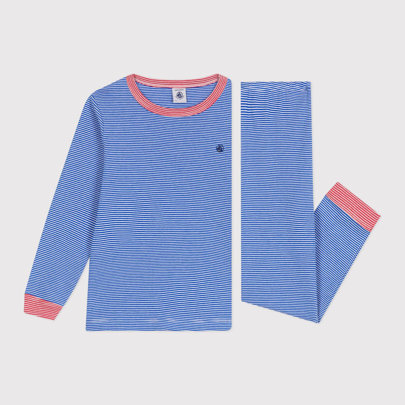 Boys Blue Stripes Cotton Nightwear Set
