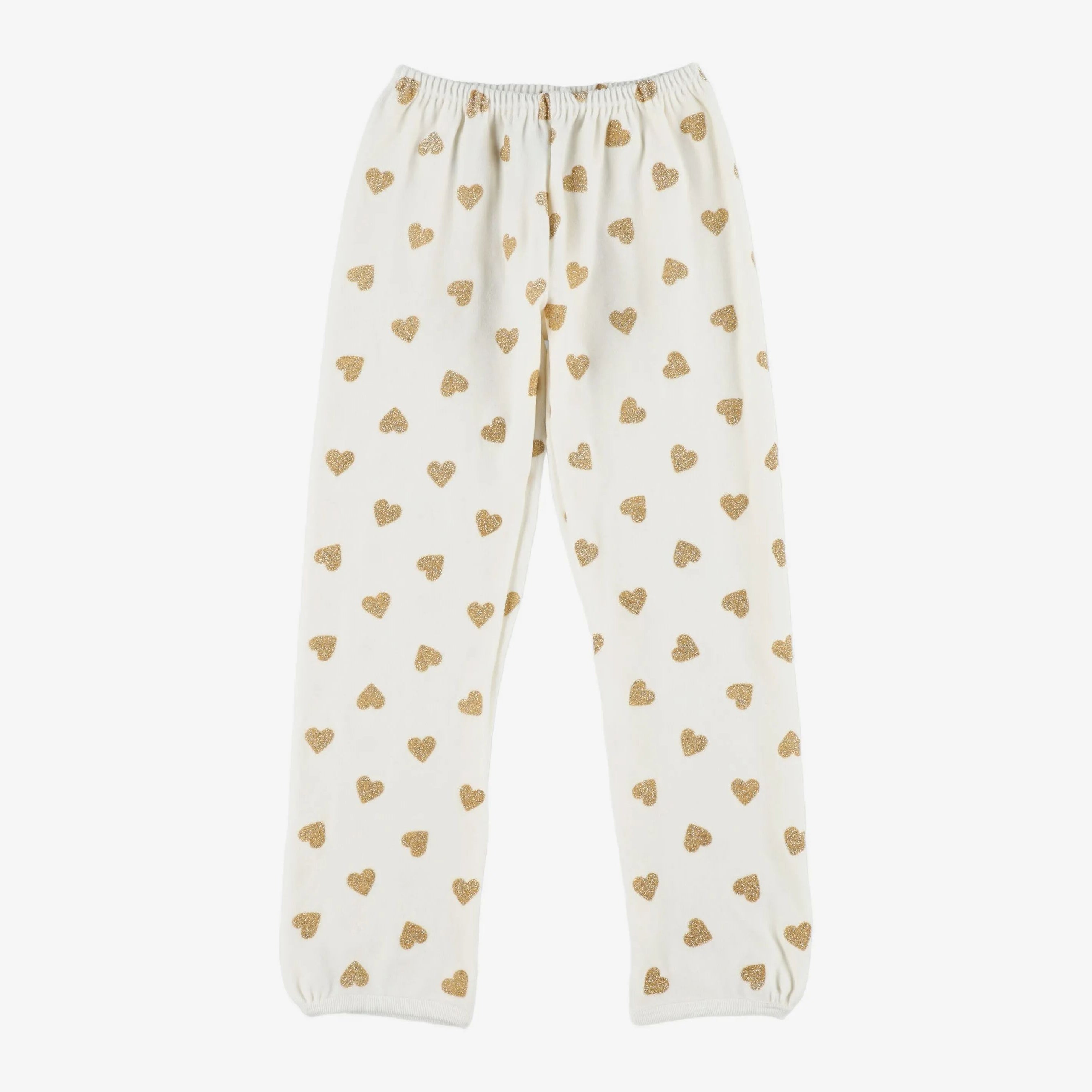 Girls White Heart Printed Cotton Nightwear Set