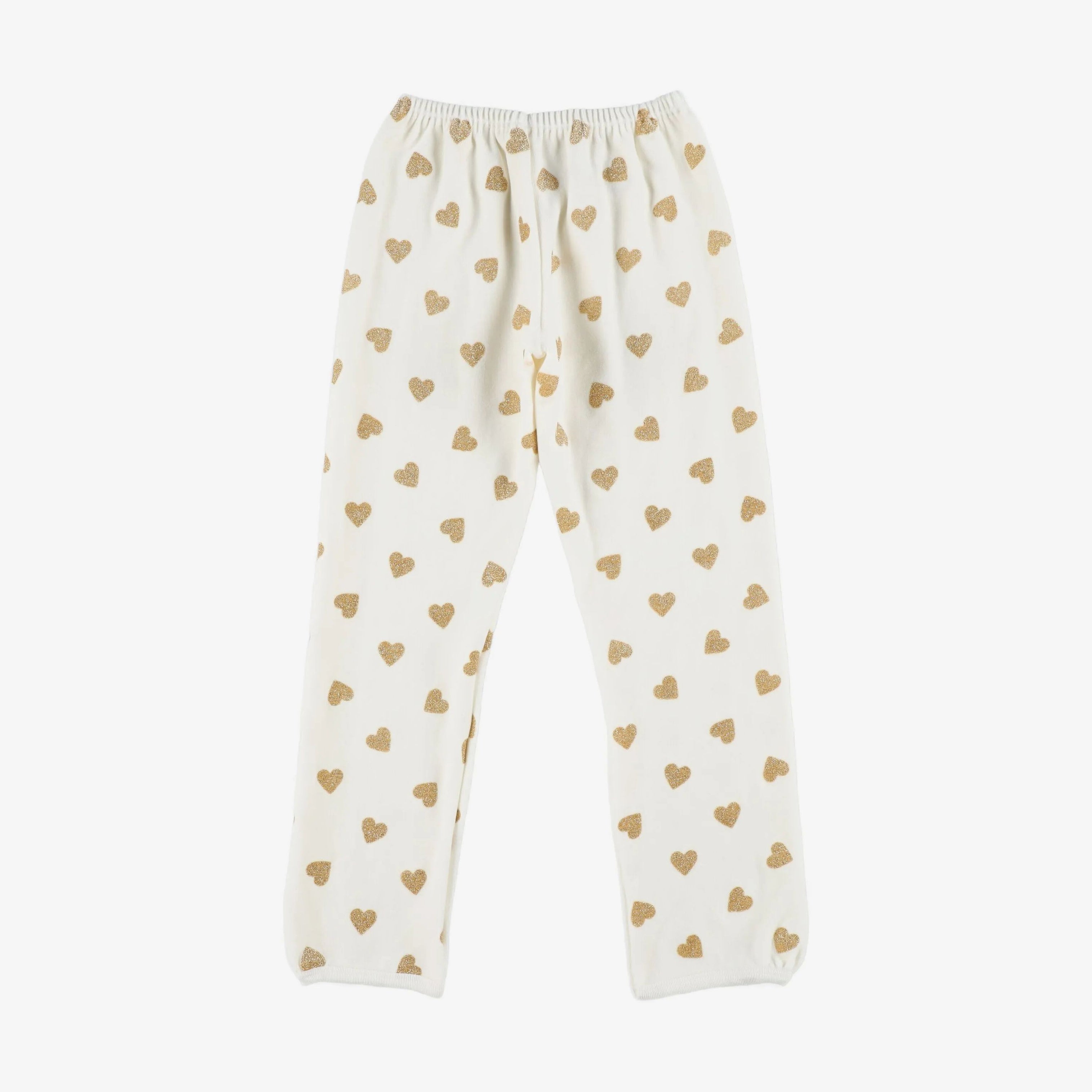 Girls White Heart Printed Cotton Nightwear Set