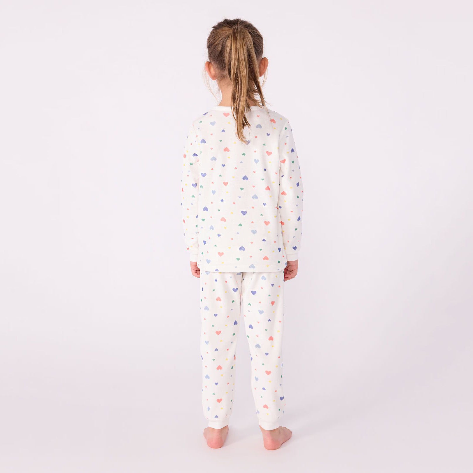 Girls White Heart Cotton Nightwear Set