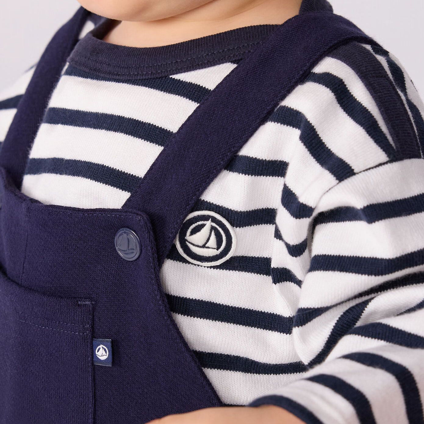 Baby Boys & Girls Navy Cotton Jumpsuit