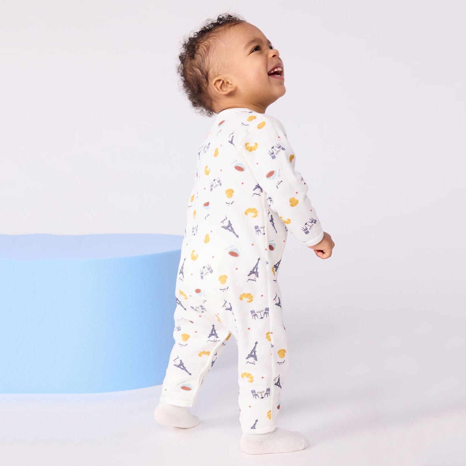 Baby Boys & Girls White Printed Cotton Babysuit