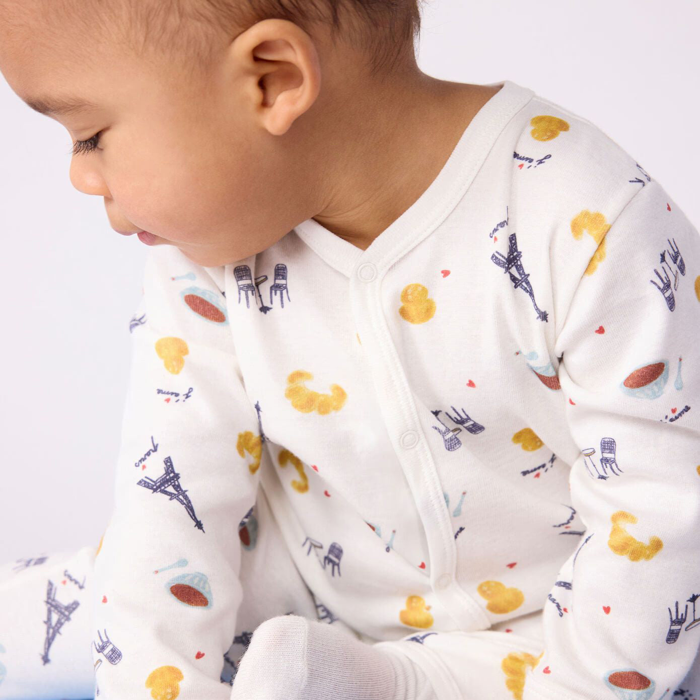 Baby Boys & Girls White Printed Cotton Babysuit